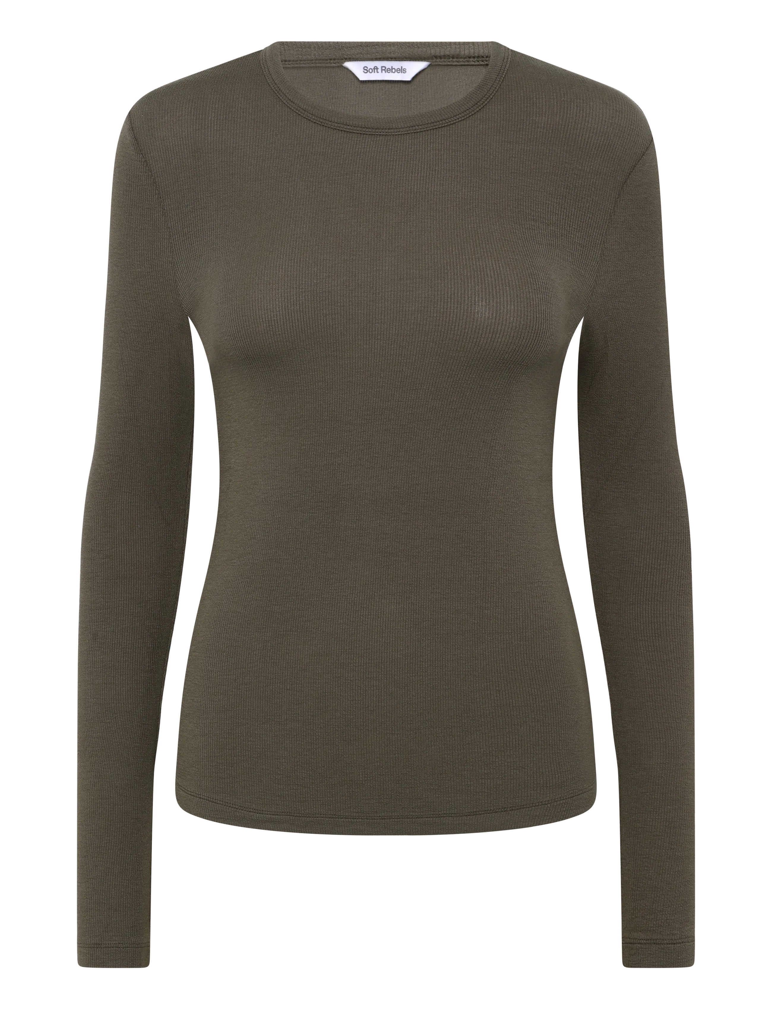 Soft Rebels SRFenja O-neck Top - T-shirts & Toppar - 368 CANTEEN / khaki/green