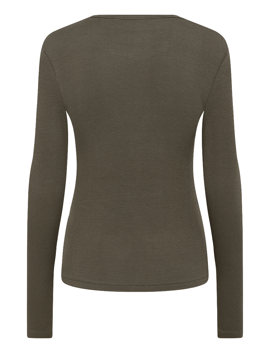 Soft Rebels - SRFenja O-neck Top - langärmlige tops - 368 canteen - 2