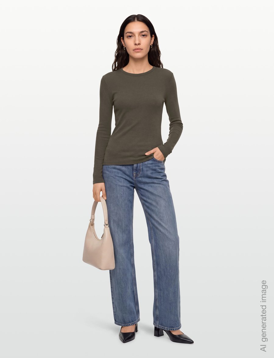 Soft Rebels - SRFenja O-neck Top - langärmlige tops - 368 canteen - 0