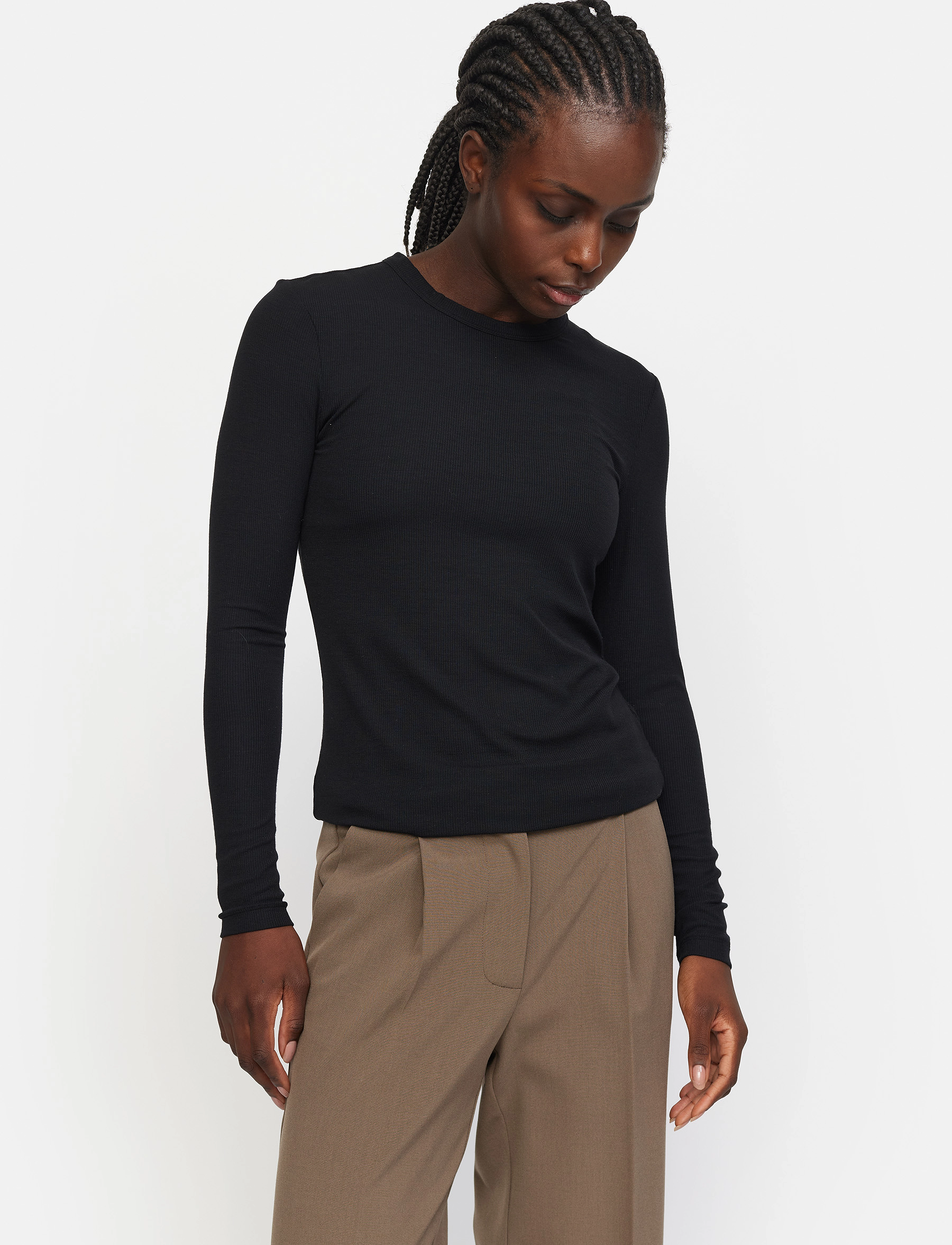 Soft Rebels Srfenja O-Neck Top, L, T-shirts & Oberteile, Schwarz - Long-sleeved, Frauen
