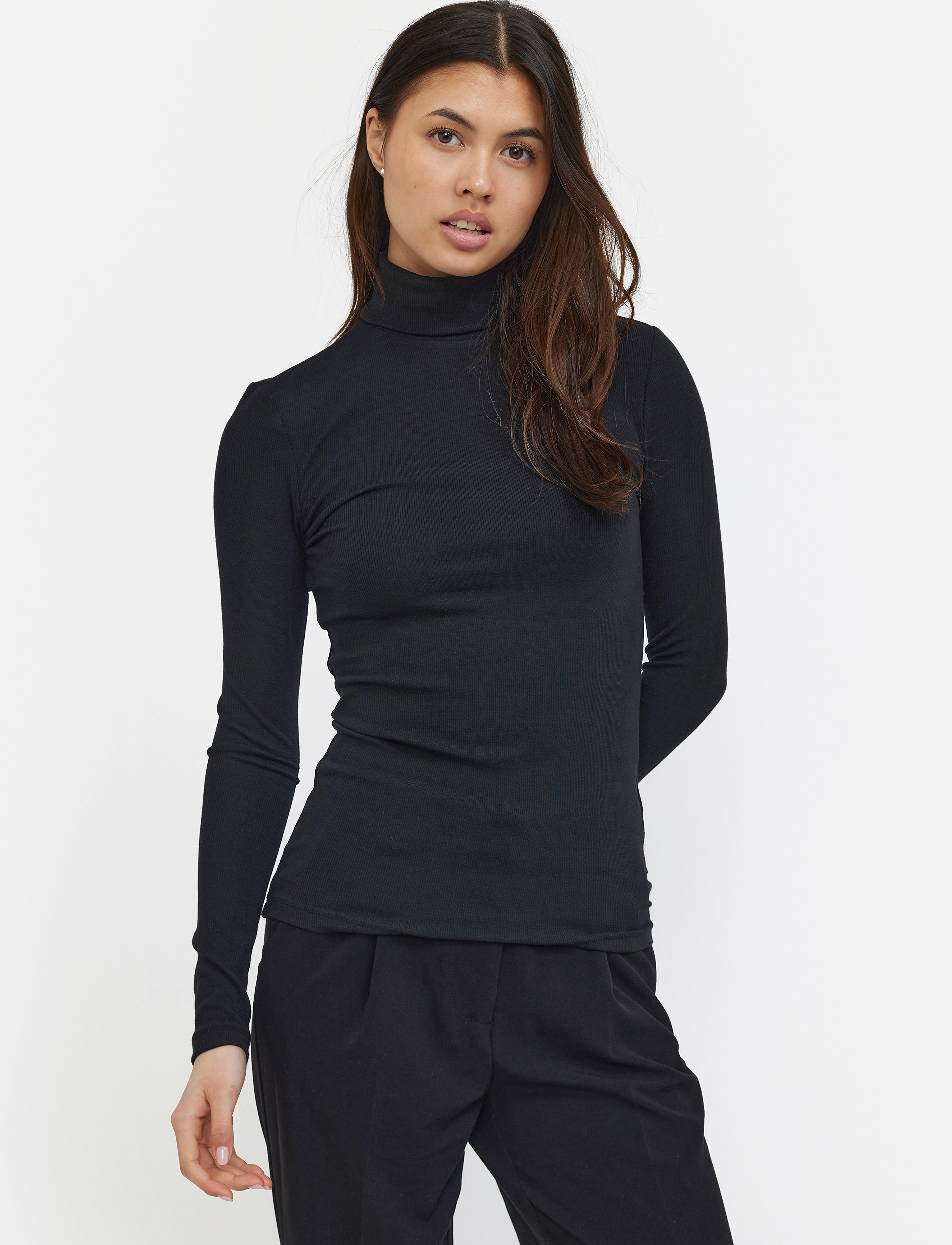 Soft Rebels Srfenja Rollneck Top, S, T-shirts & Oberteile, Schwarz - Long-sleeved, Frauen
