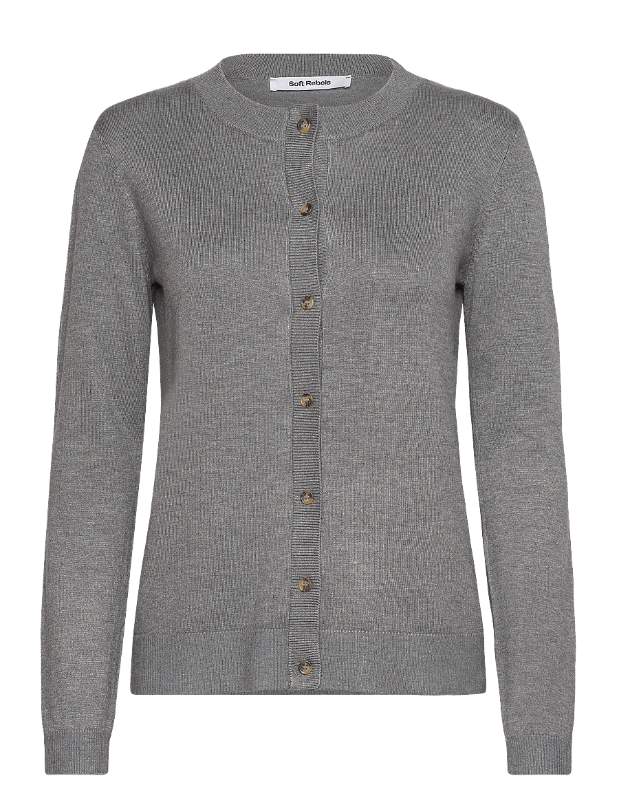 Soft Rebels - SRMarla Cardigan Knit - cardigans - medium grey melange - 1