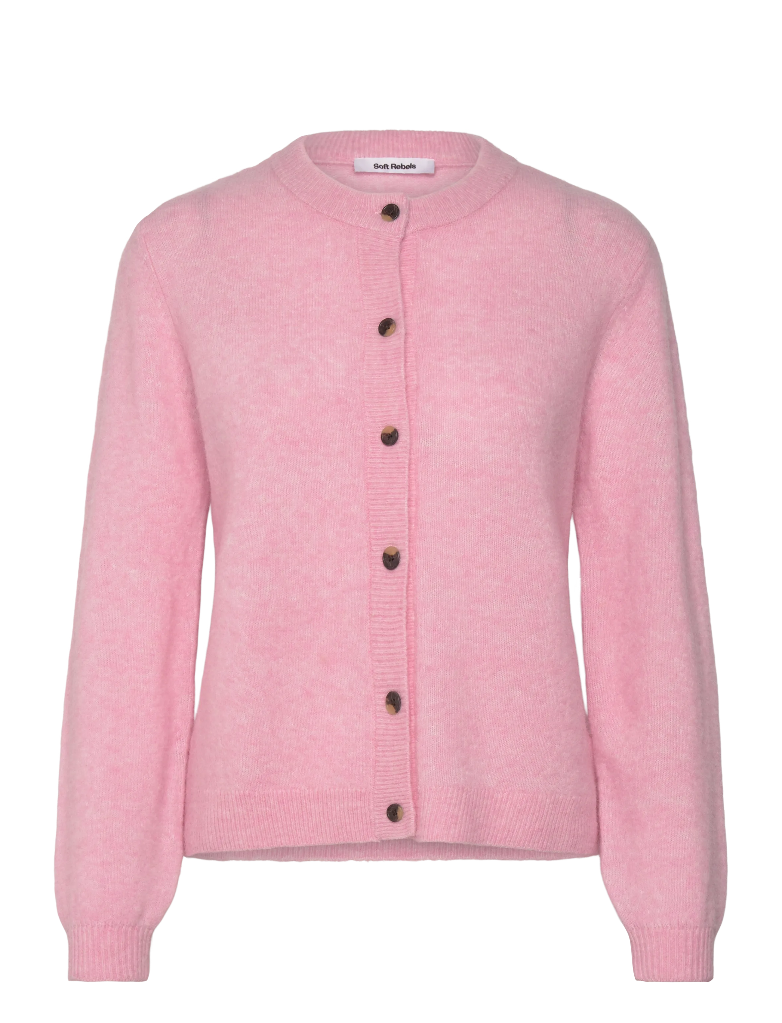 Soft Rebels SRAllison o-neck cardigan knit - Transitional Layering - 196 BLEACHED MAUVE MELANGE / pink/rose