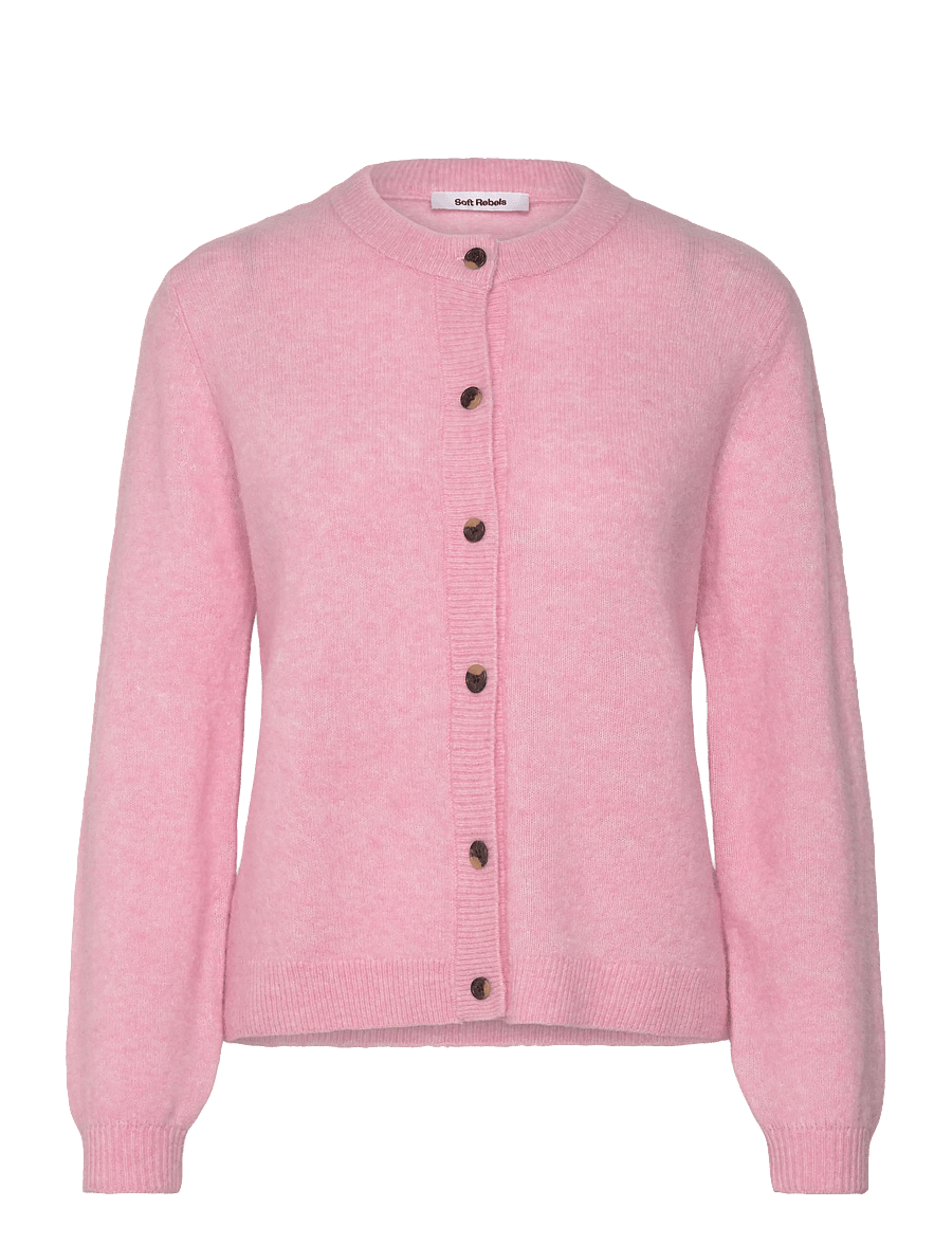 Soft Rebels - SRAllison o-neck cardigan knit - cardigans - 196 bleached mauve melange - 1