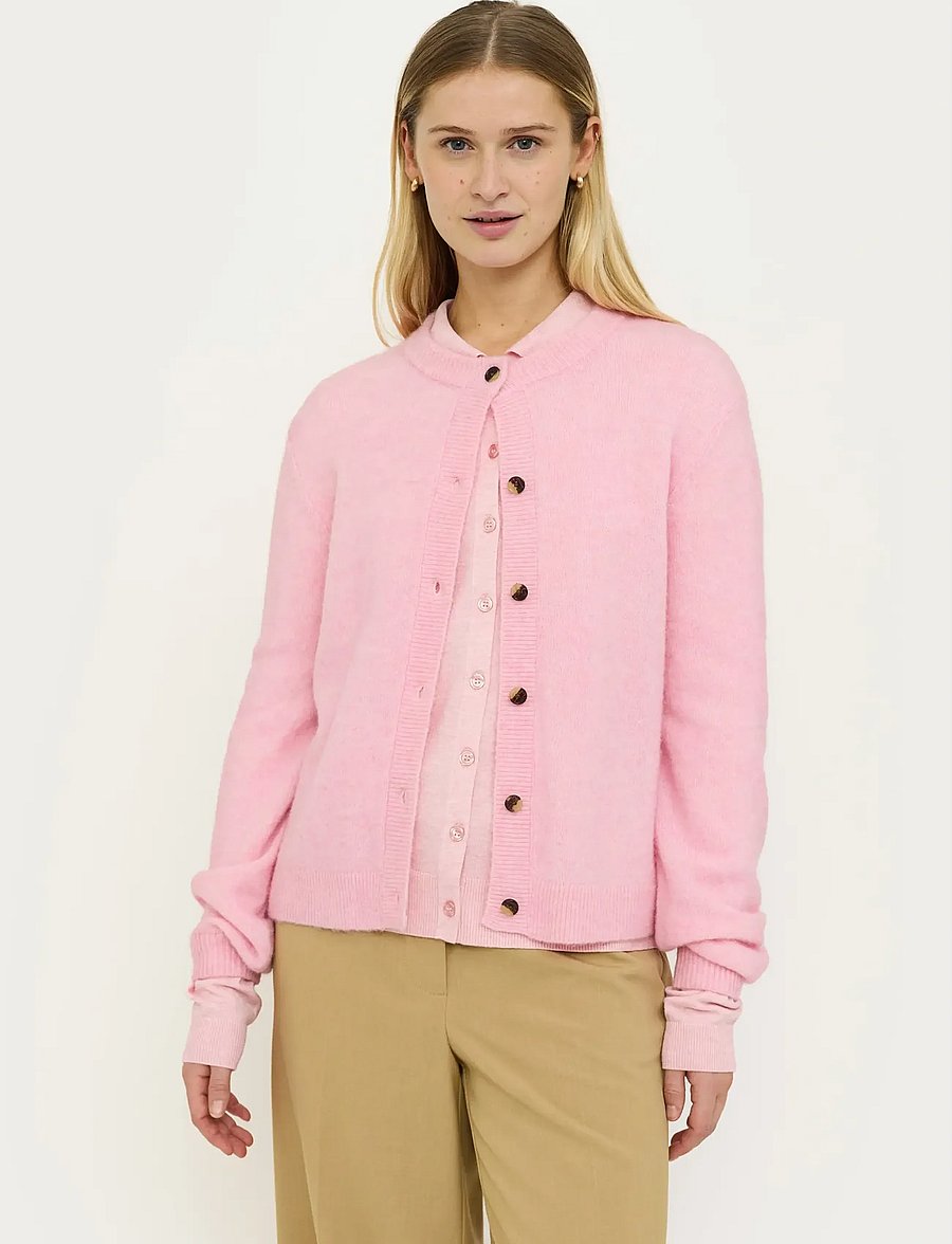 Soft Rebels - SRAllison o-neck cardigan knit - cardigans - 196 bleached mauve melange - 0
