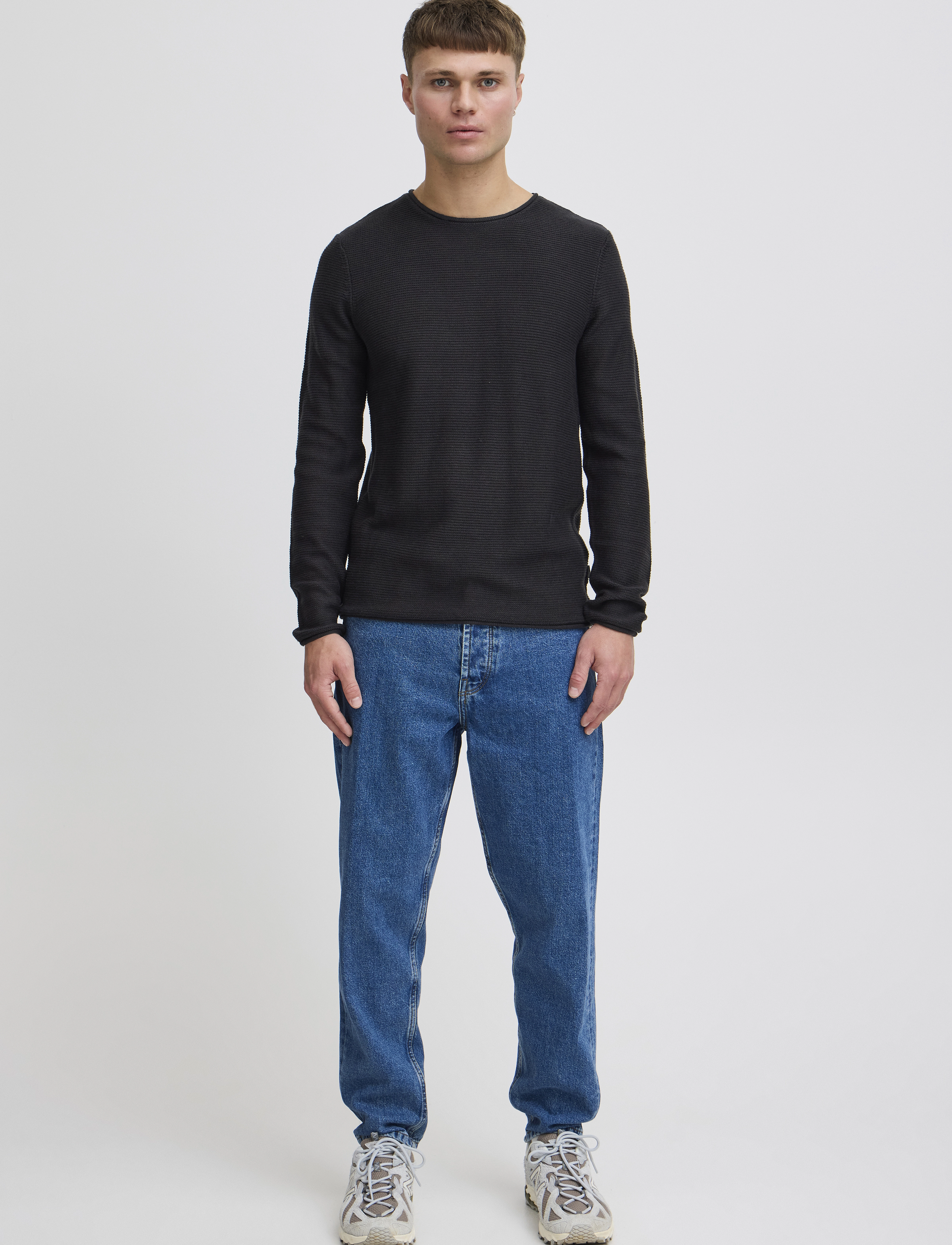 Solid Sdjarah, S, Knitwear, Schwarz - Round Necks, Männerswear