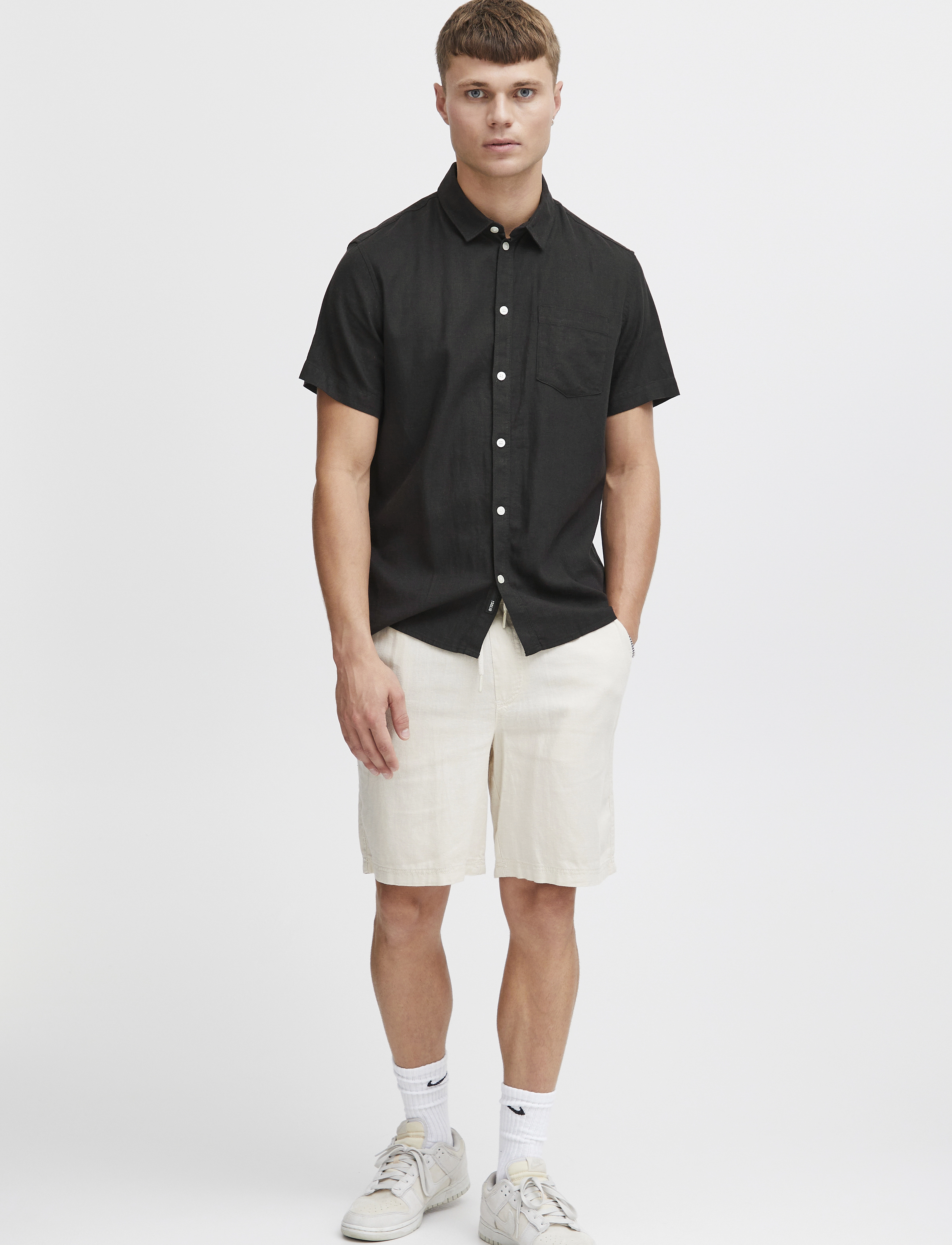 Solid Sdallan Ss Sh, XXL, Shirts, Schwarz - Short-sleeved, Männerswear