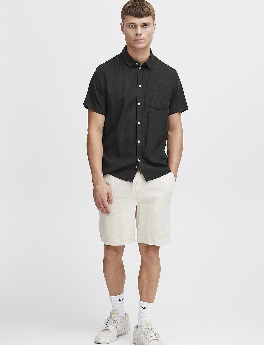 Solid - SDALLAN SS SH - hørskjorter - true black - 0