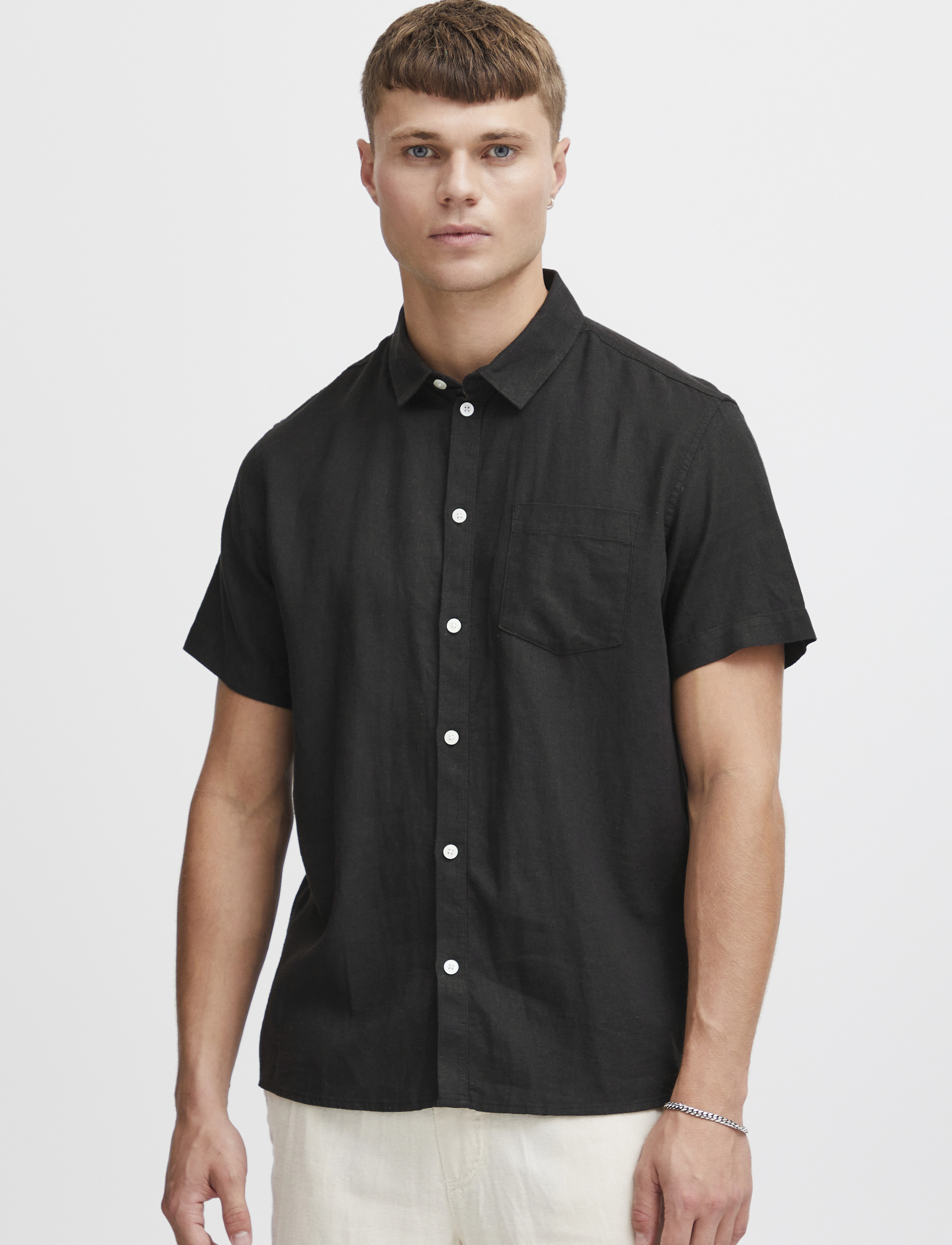 Solid - SDALLAN SS SH - koszule lniane - true black - 3