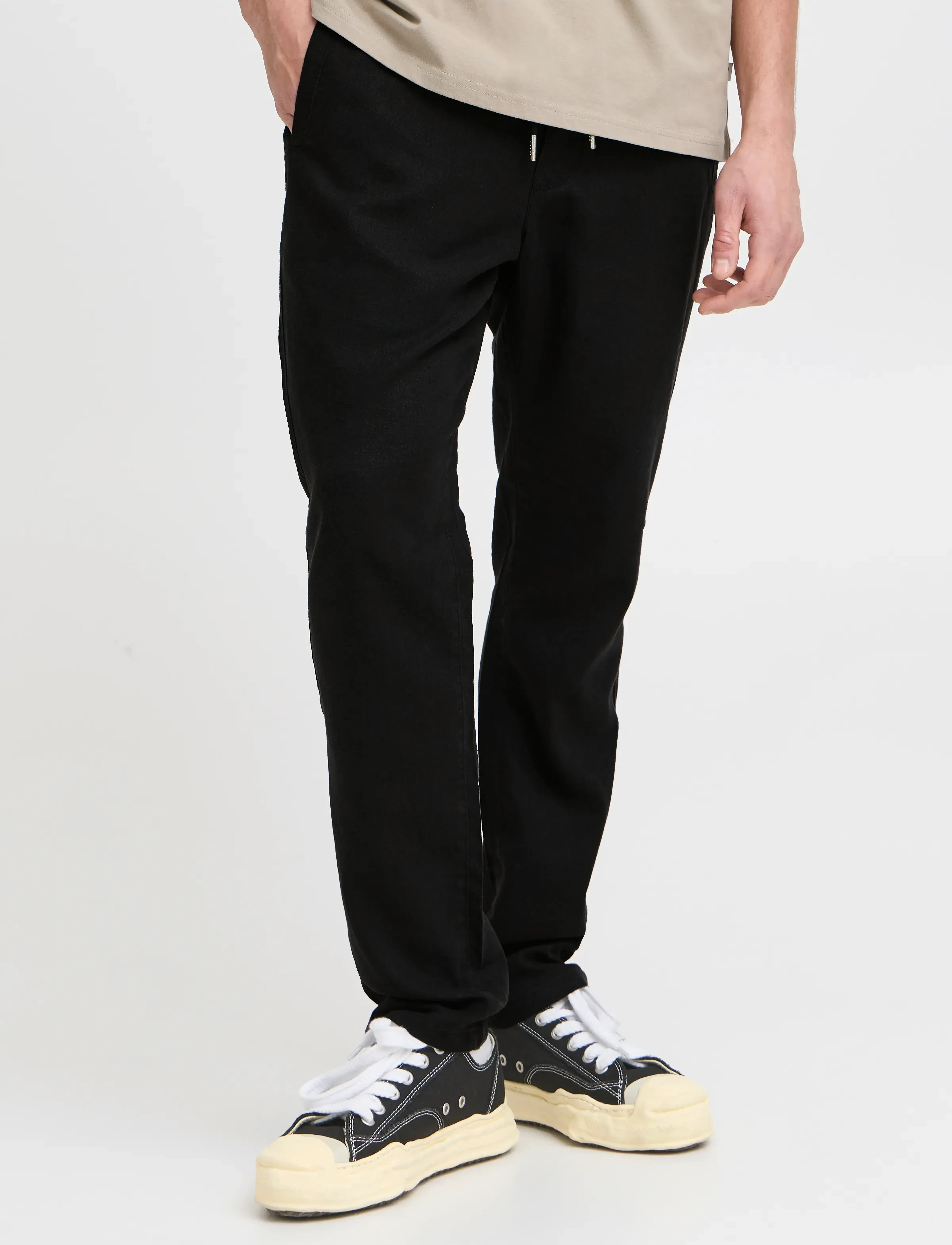 Solid - SDTAIZ PA - linen trousers - true black - 3
