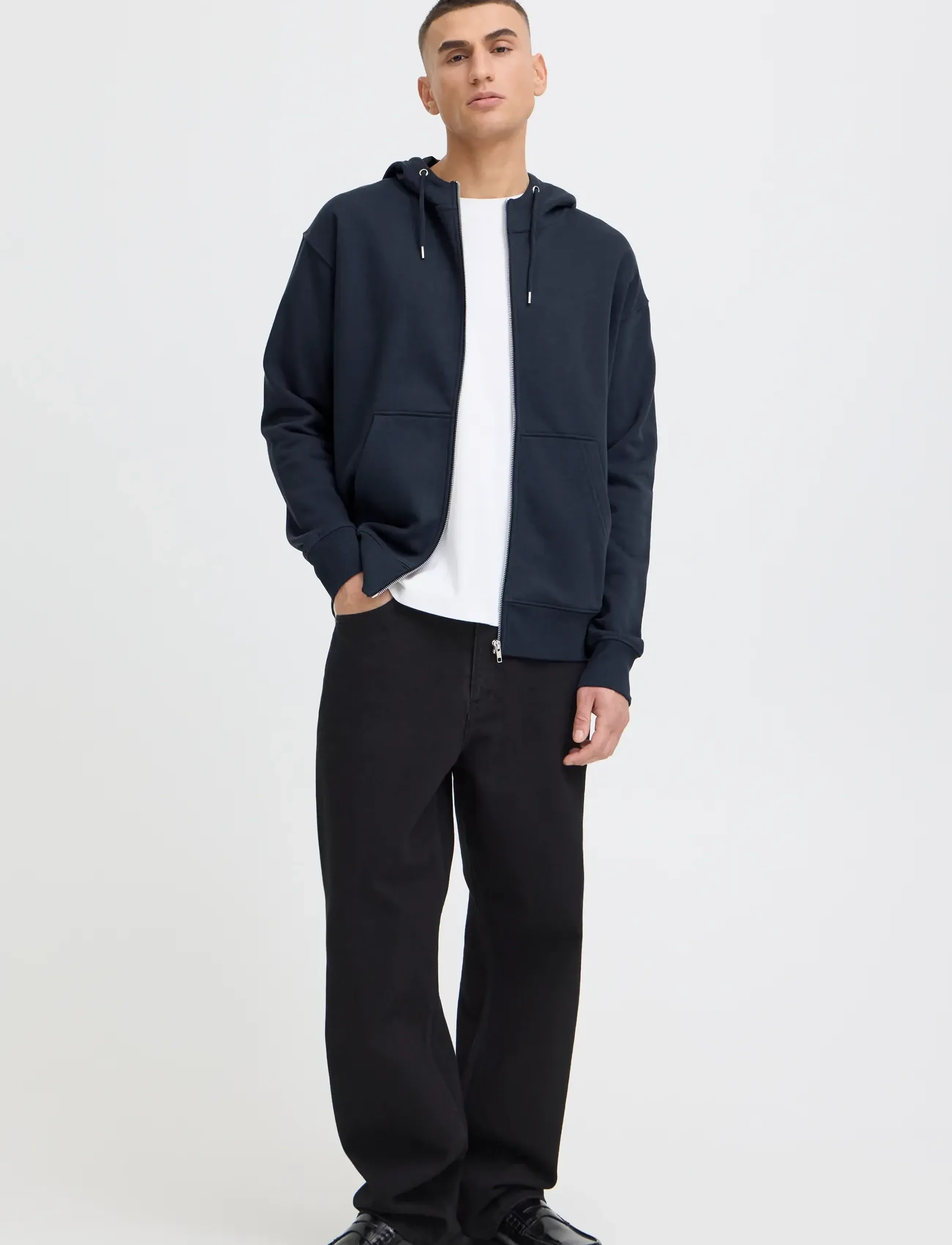 Solid Sdlenz Zipper Sw, M, Blue, Sweatshirts & Hættetrøjer > Hættetrøjer, Herre
