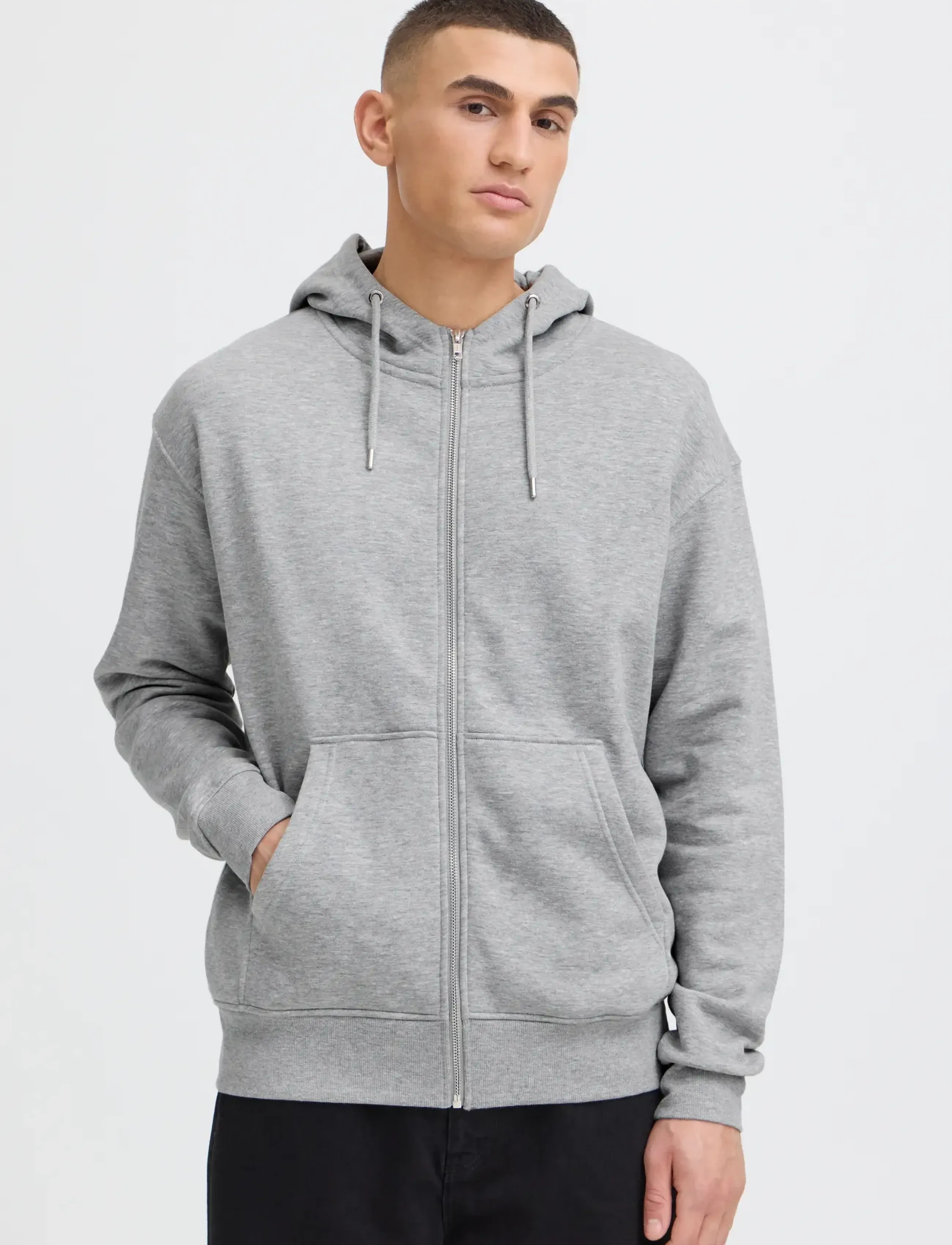 Solid Sdlenz Zipper Sw, S, Grey, Sweatshirts & Hættetrøjer > Hættetrøjer, Herre