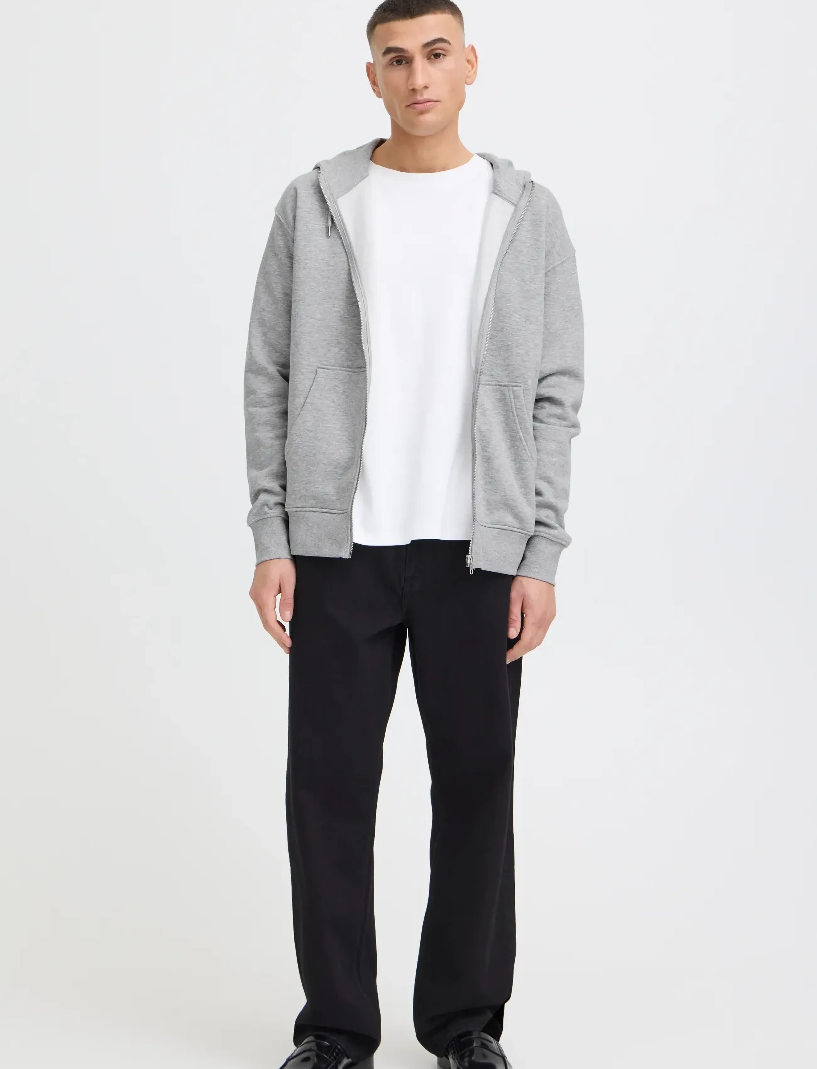 Solid - SDLENZ ZIPPER SW - kapuzenpullover - light grey melange - 4