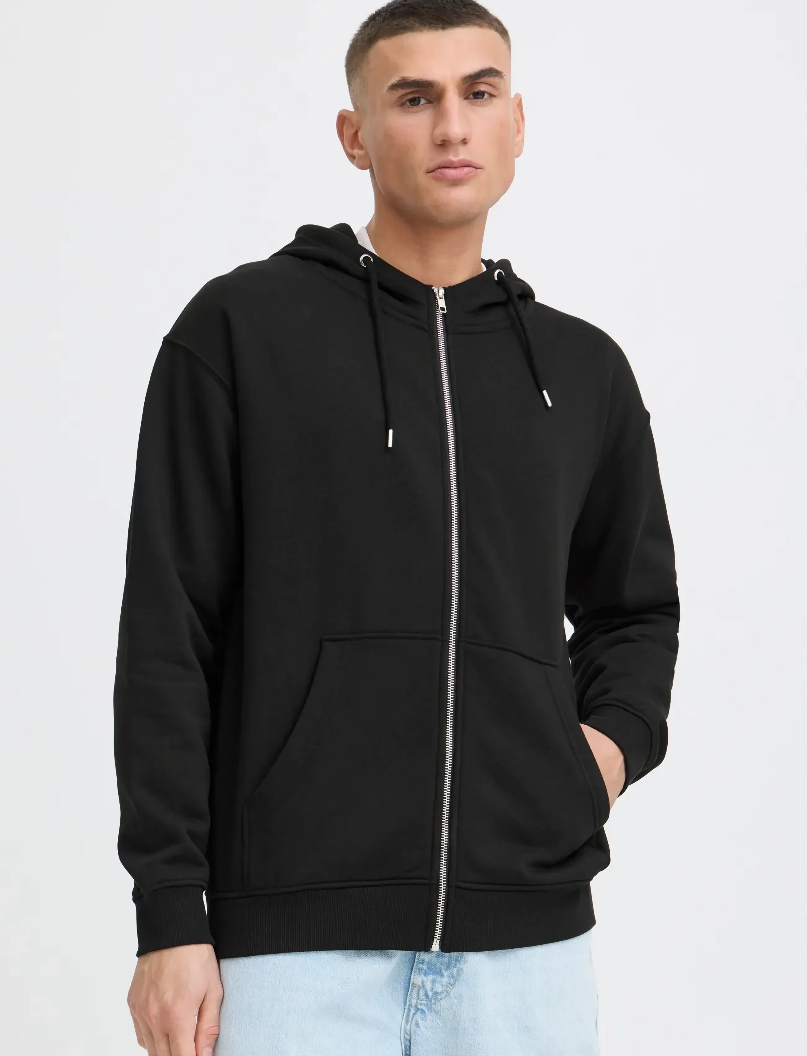 Solid - SDLENZ ZIPPER SW - kapuutsiga dressipluusid - true black - 5