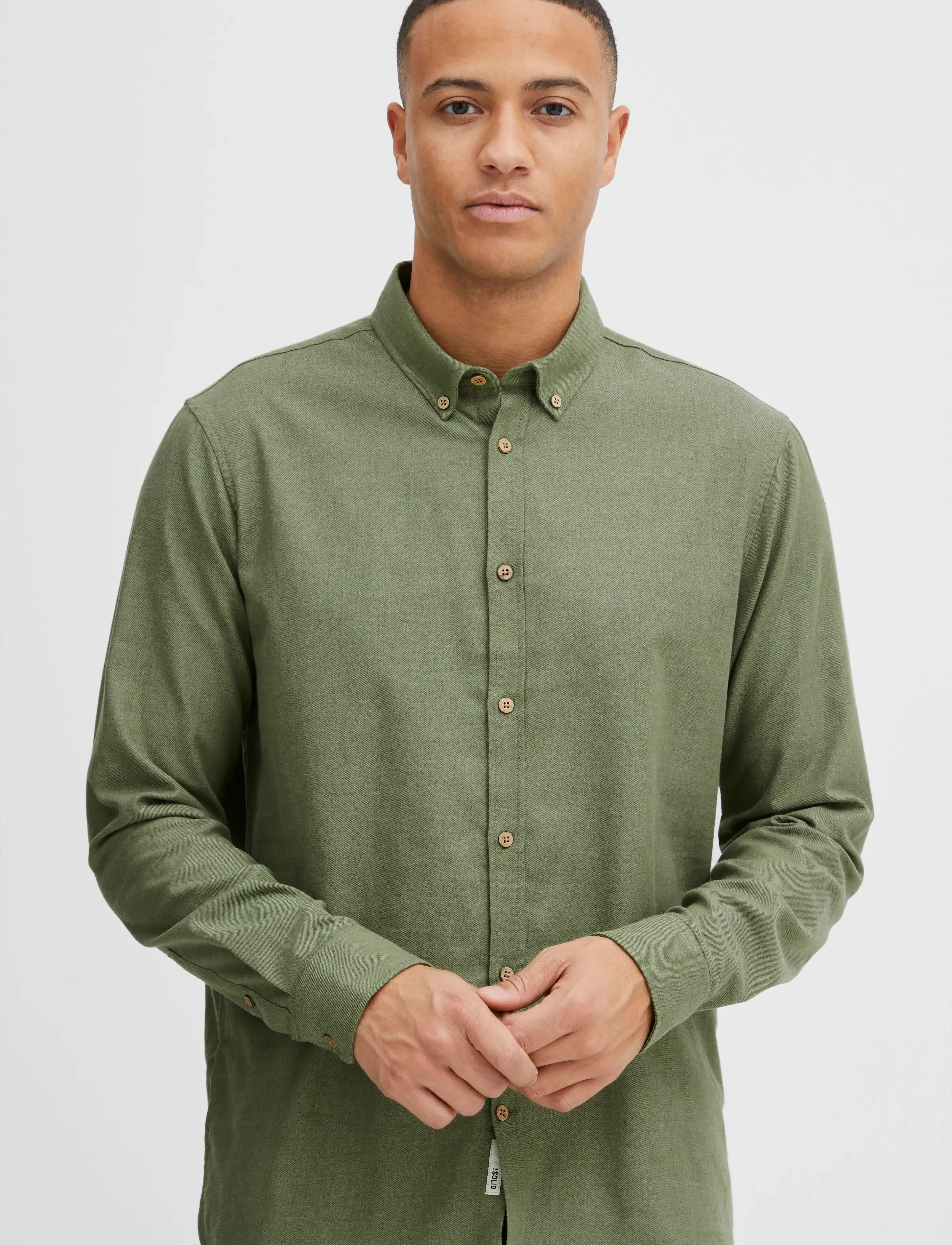 Solid - SDPETE SH - basic skjortor - dusty olive melange - 3