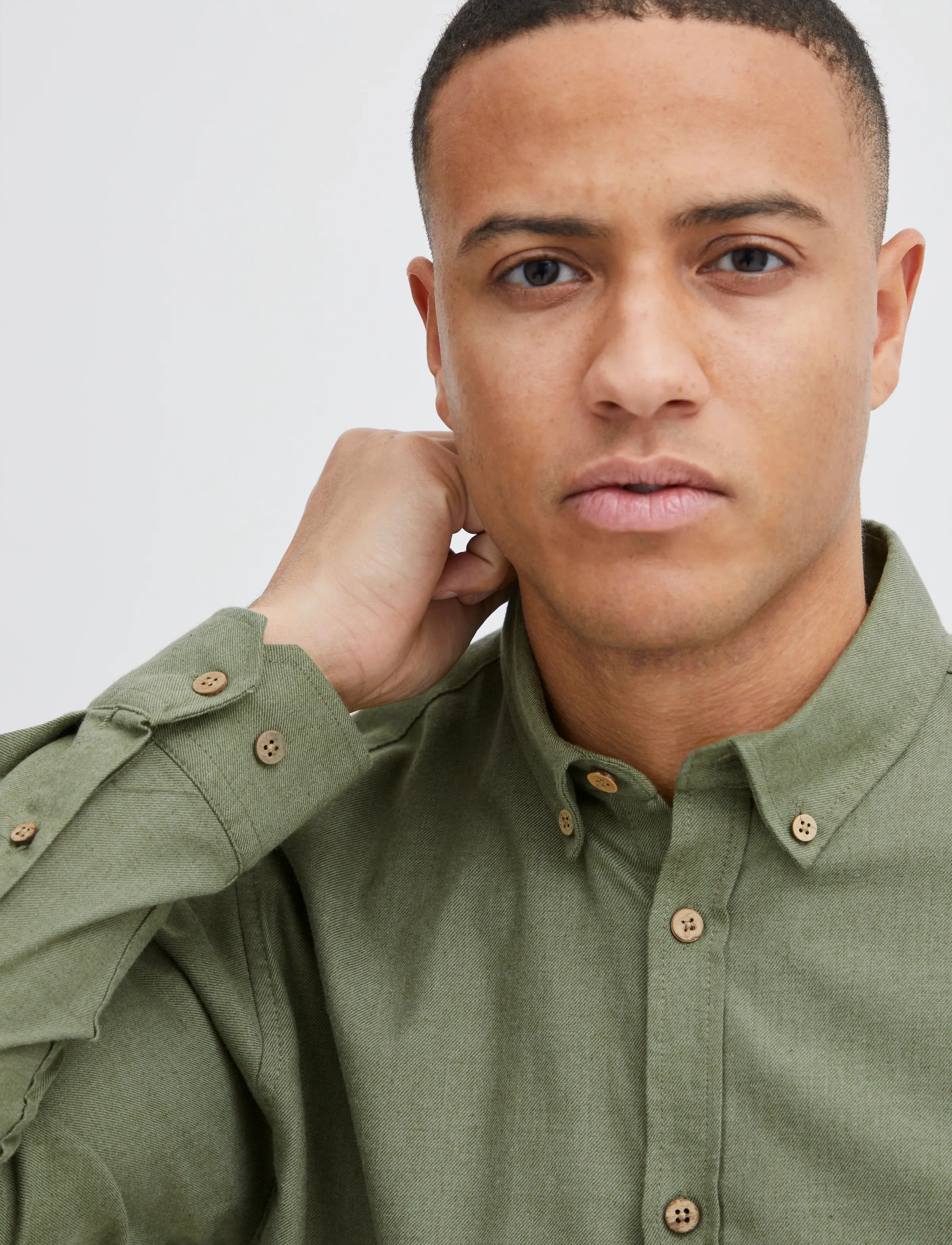Solid - SDPETE SH - basic skjortor - dusty olive melange - 5