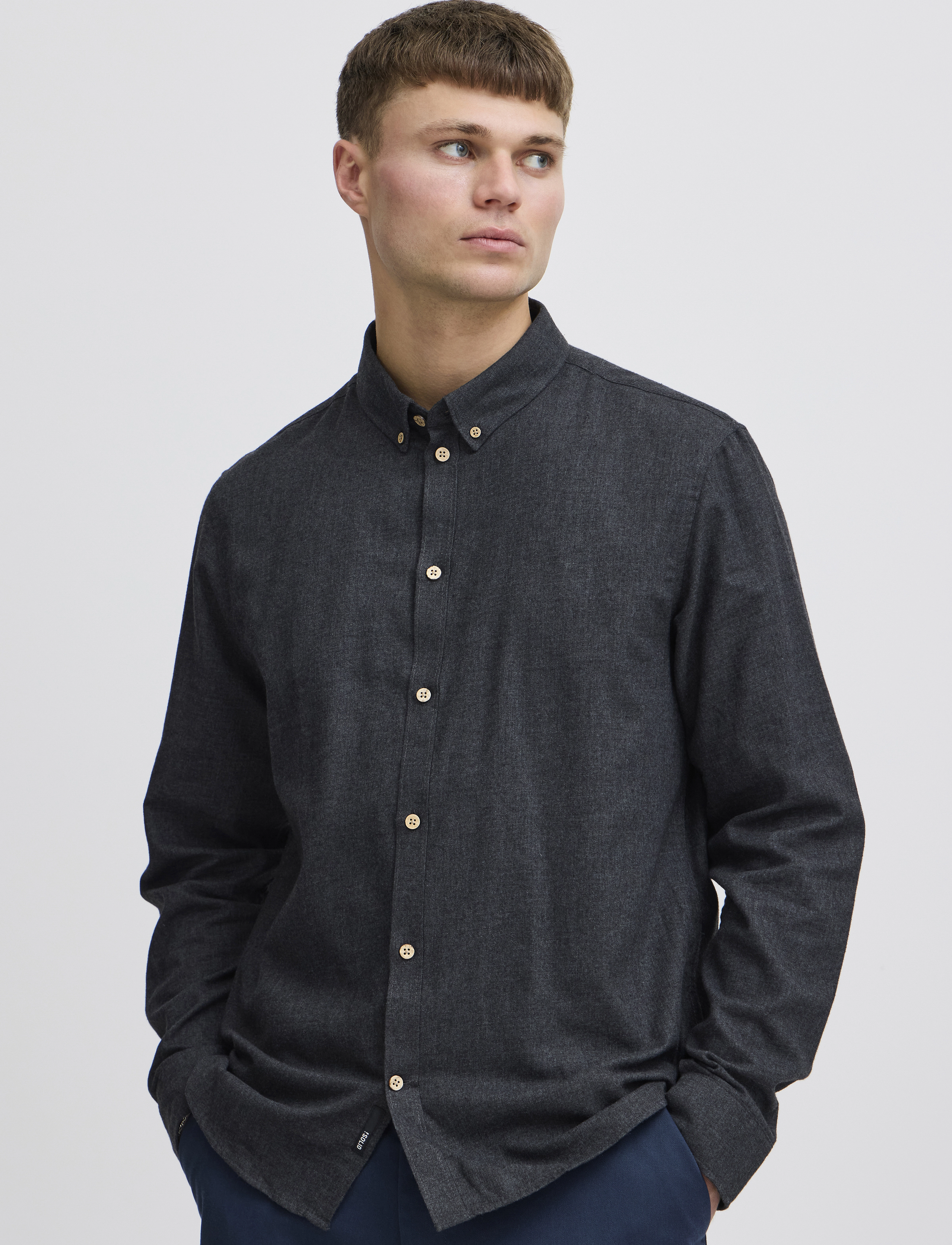Solid - SDPETE SH - basic skjortor - true black melange - 3
