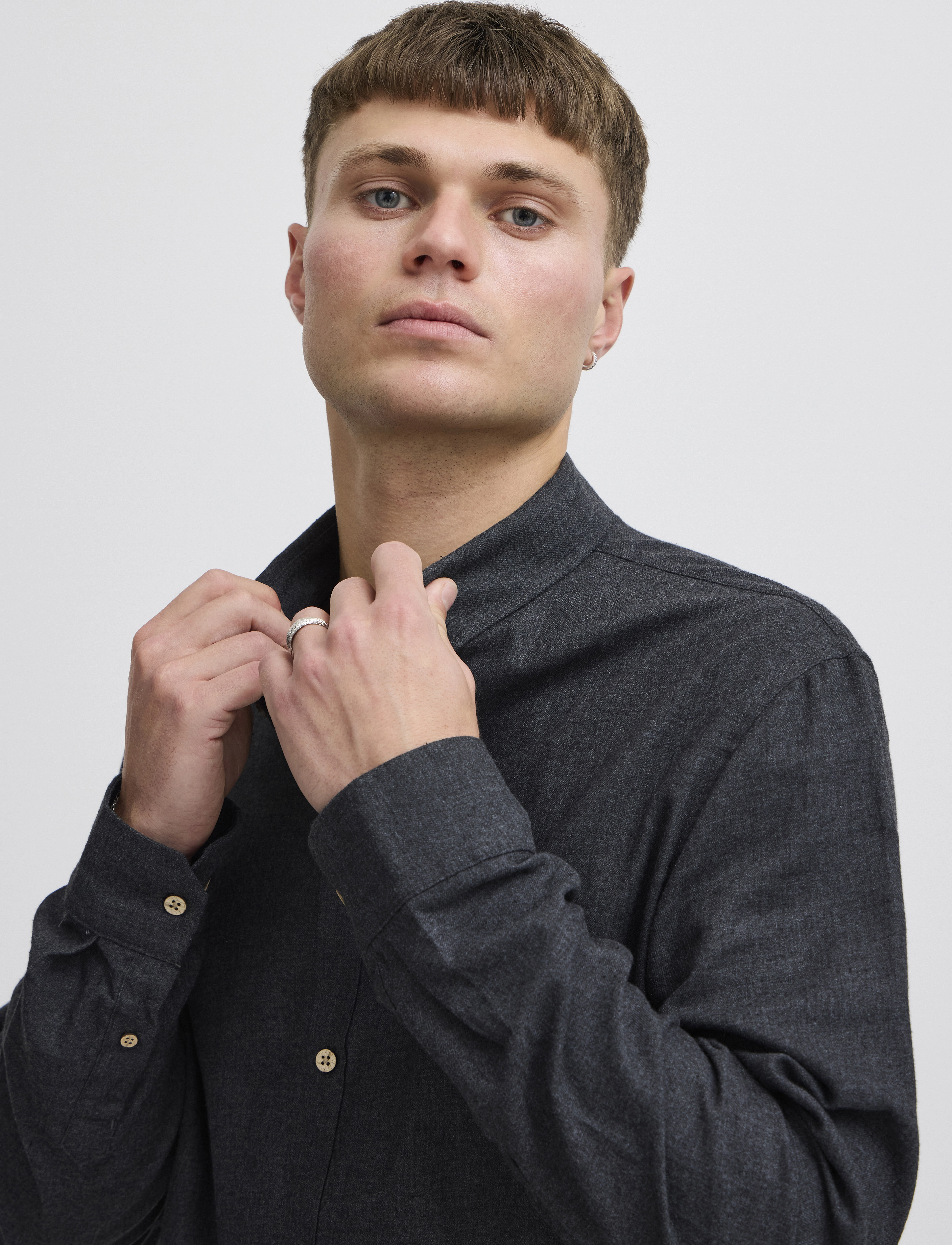 Solid - SDPETE SH - basic skjortor - true black melange - 5