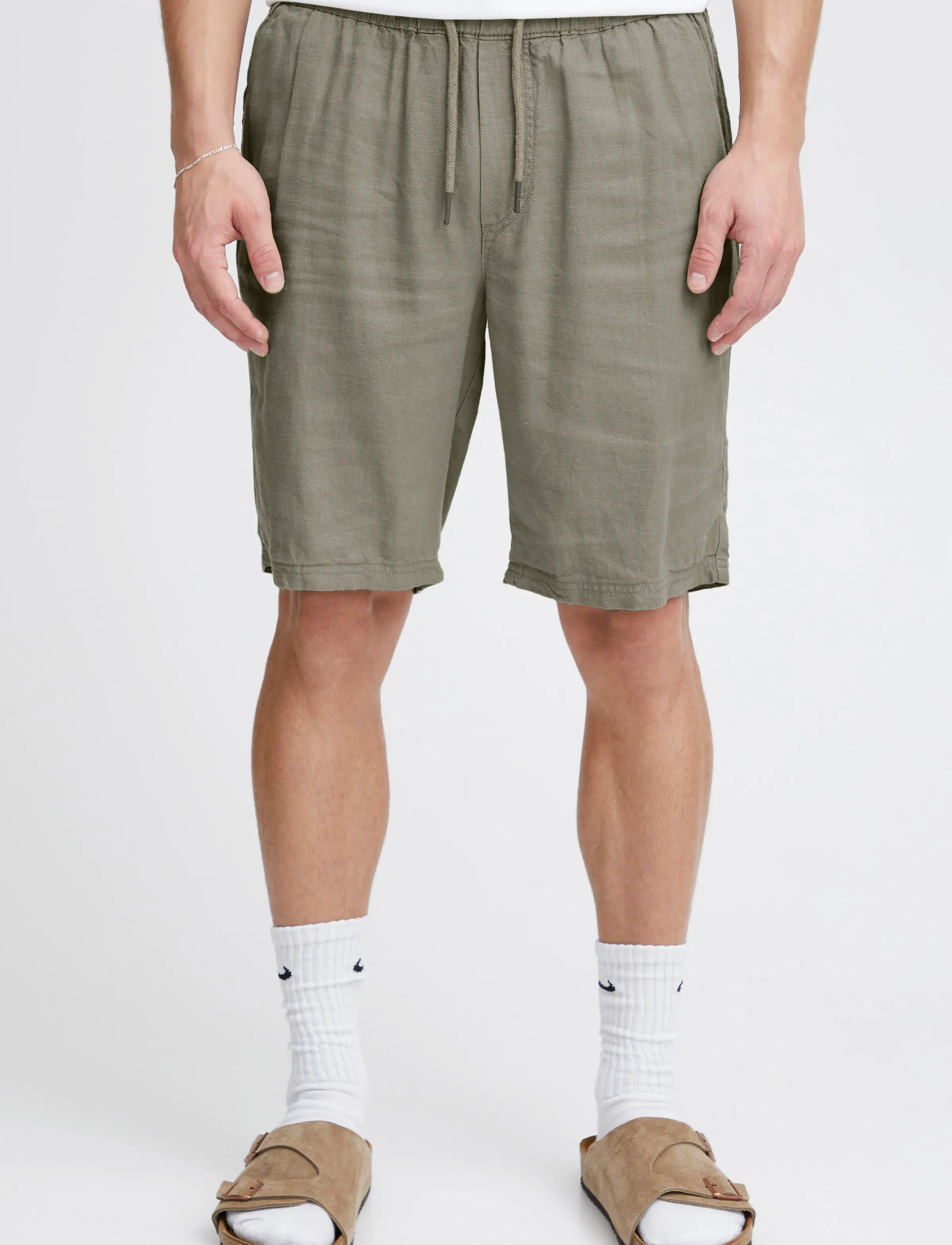 Solid - SDAURELIUS ELAS - hørshorts - vetiver - 3