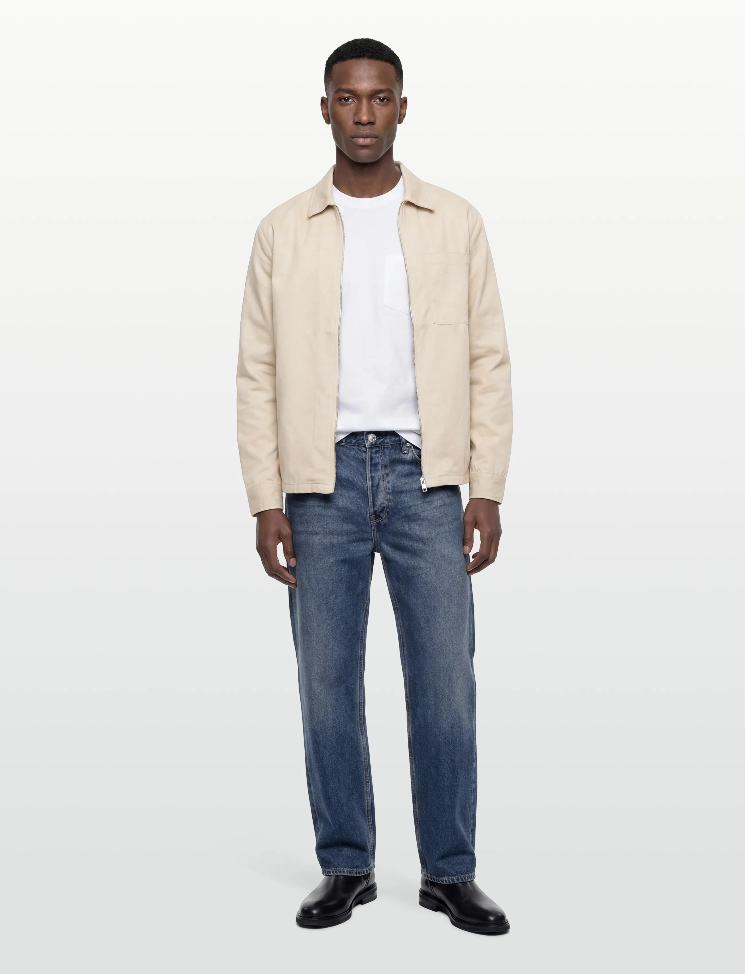 Solid Sdelon Zipper, Mænd, Lynlås Overshirt, Cream, Str: XL