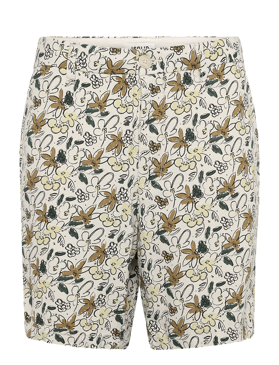 Solid - SDAlann Flower Short - hørshorts - oatmeal - 0
