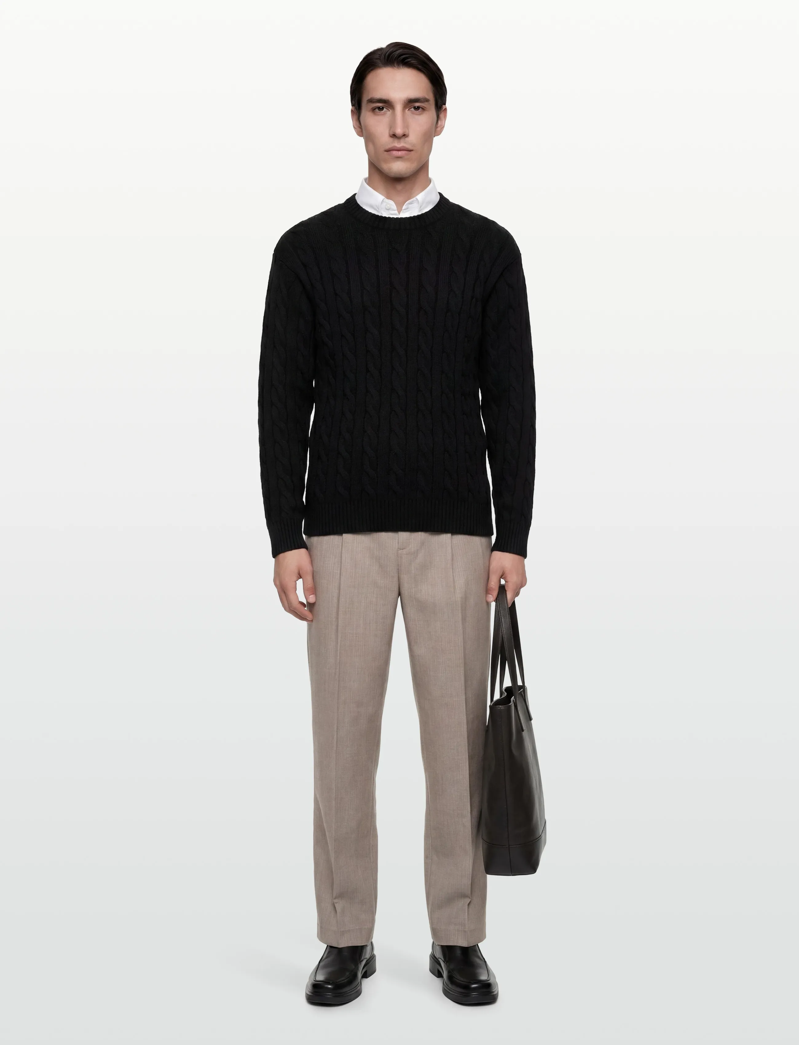 Solid Sdmalcolm, Mænd, Kabelstrikket Sweater, Sort, Str: XXL
