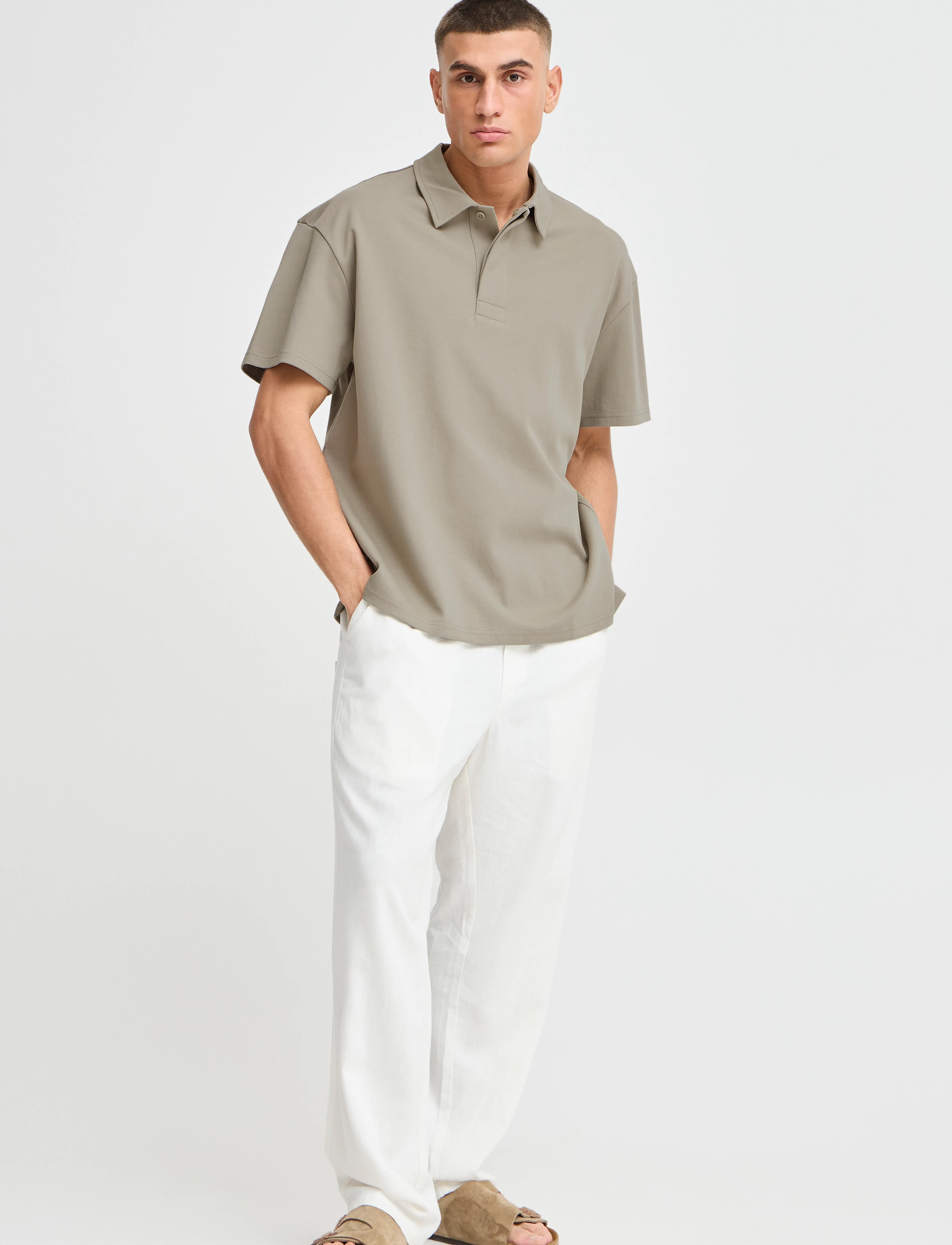 Solid Sdoswald, S, Polos, Beige - Short-sleeved, Männerswear