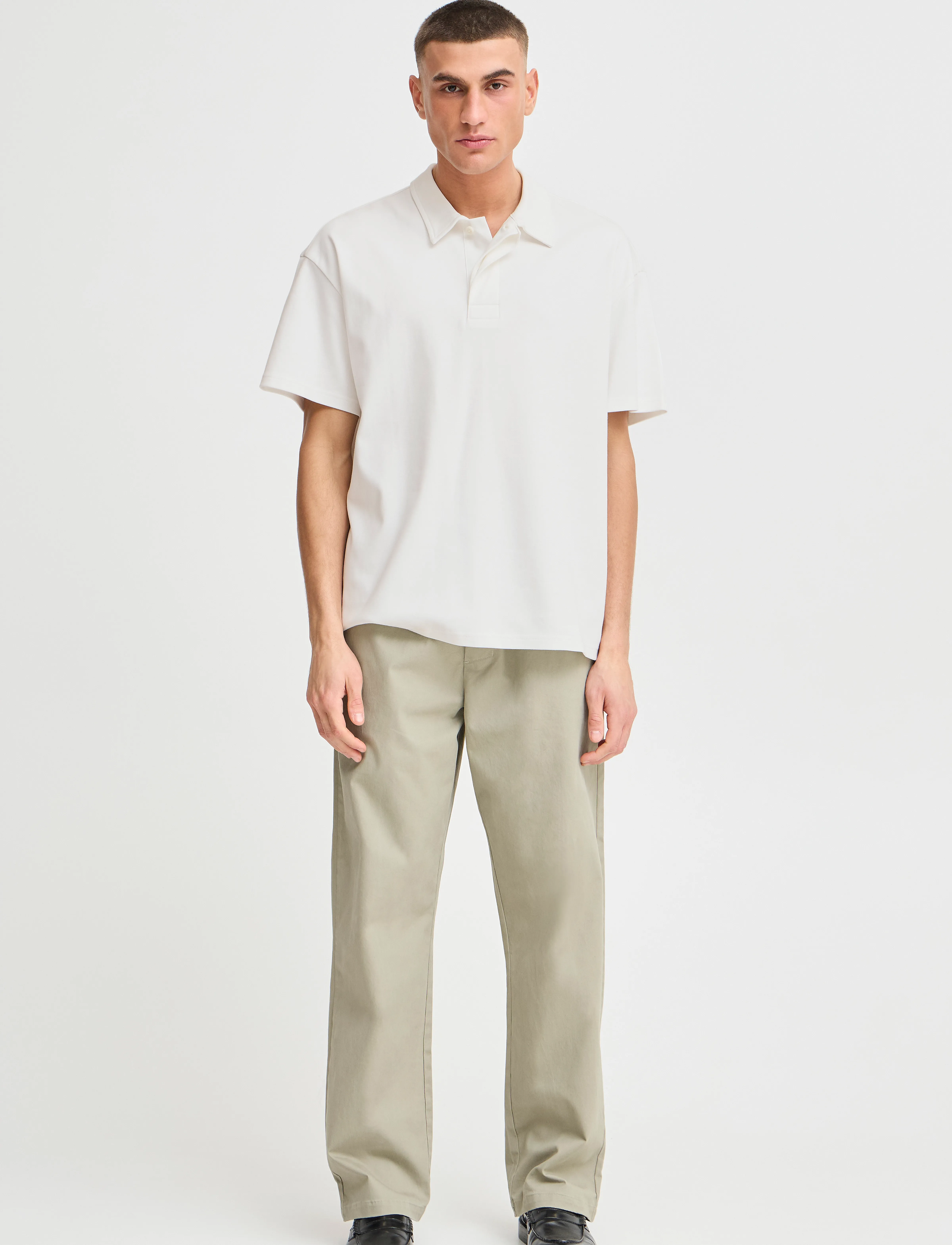 Solid Sdoswald, L, Polos, Weiß - Short-sleeved, Männerswear