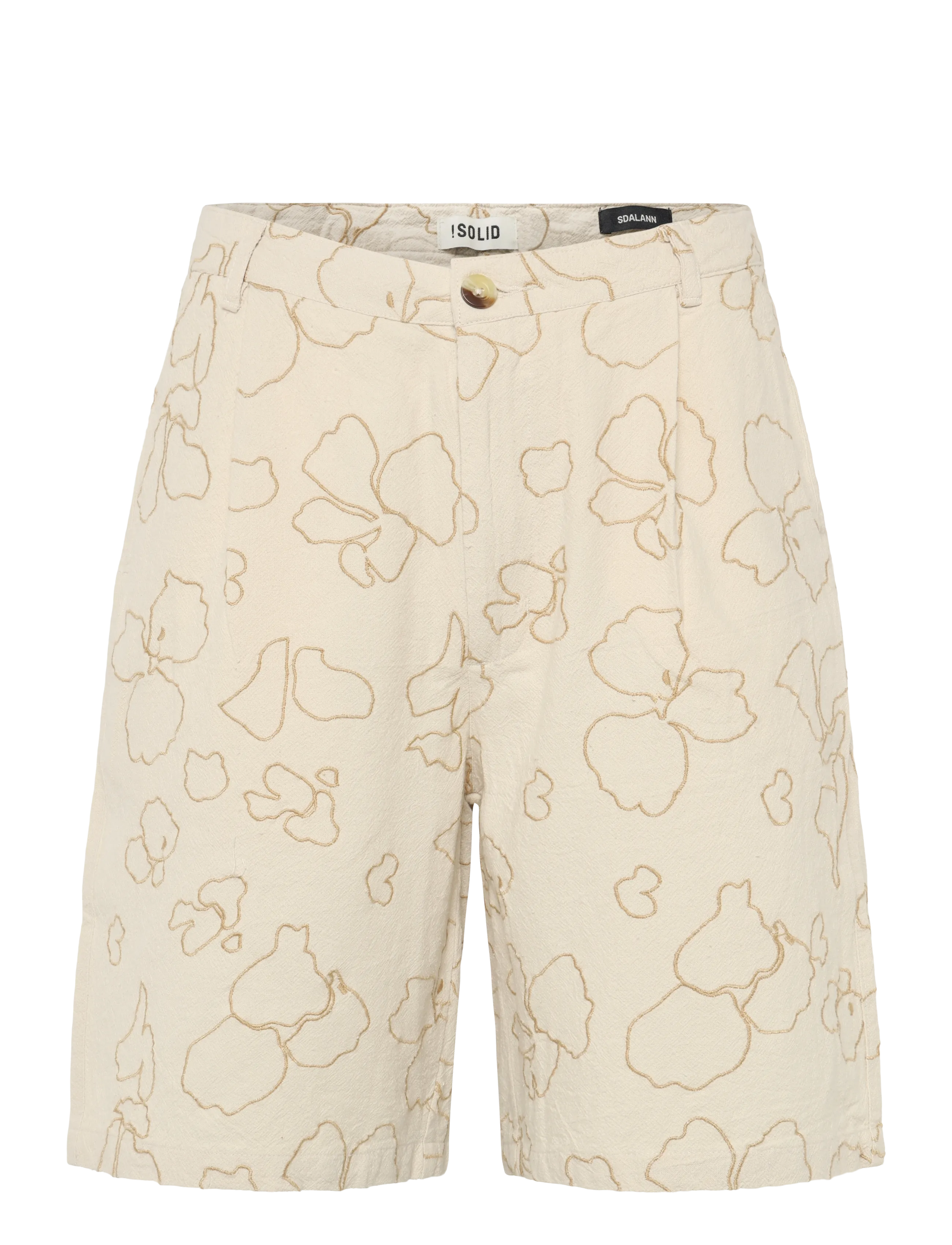 Solid Sdalann Pleat Emb Sho, Mænd, Plisserede Mønstrede Shorts, Cream, Str: XXL