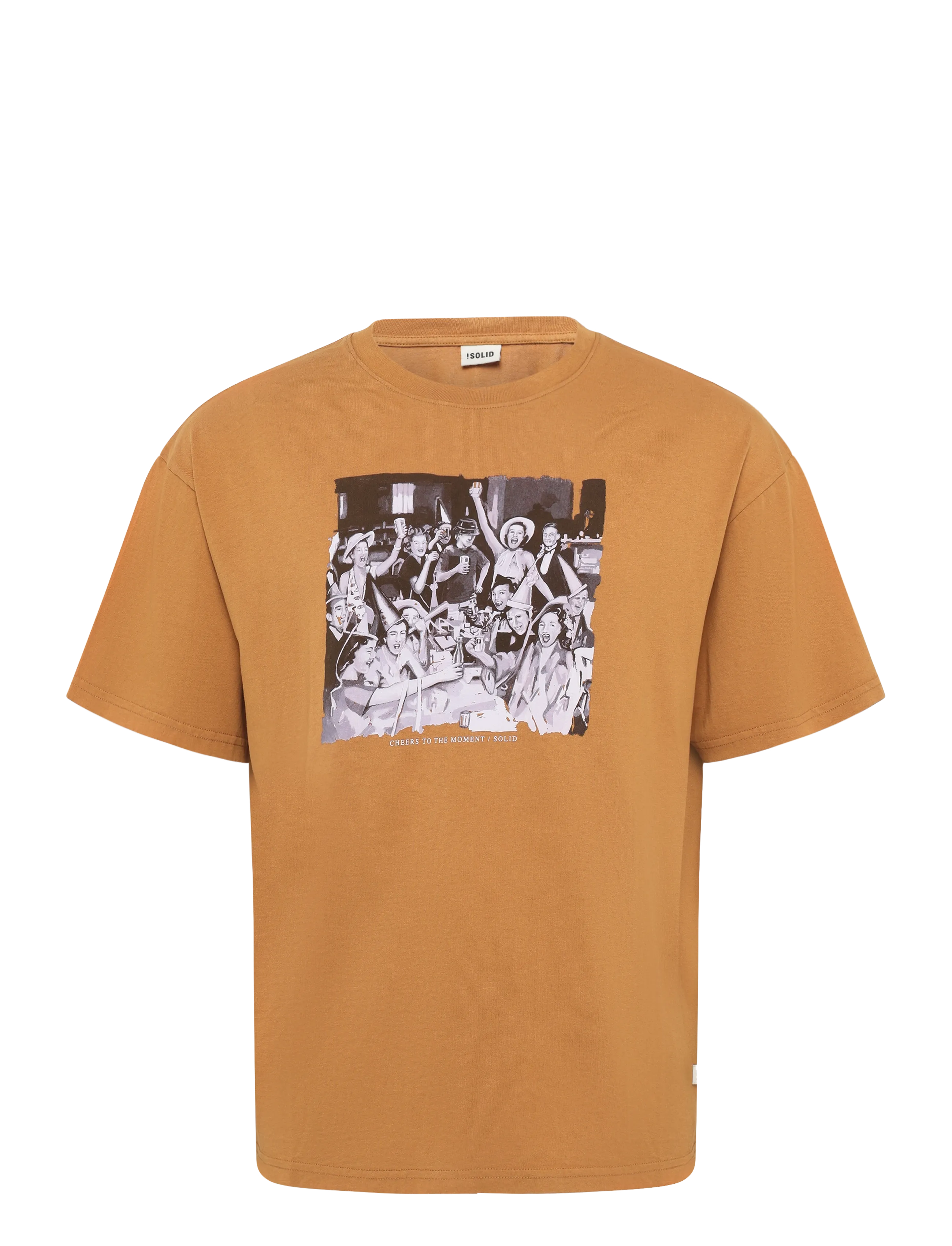 Solid Sdrian, Mænd, Grafisk T-shirt, Brun, Str: L