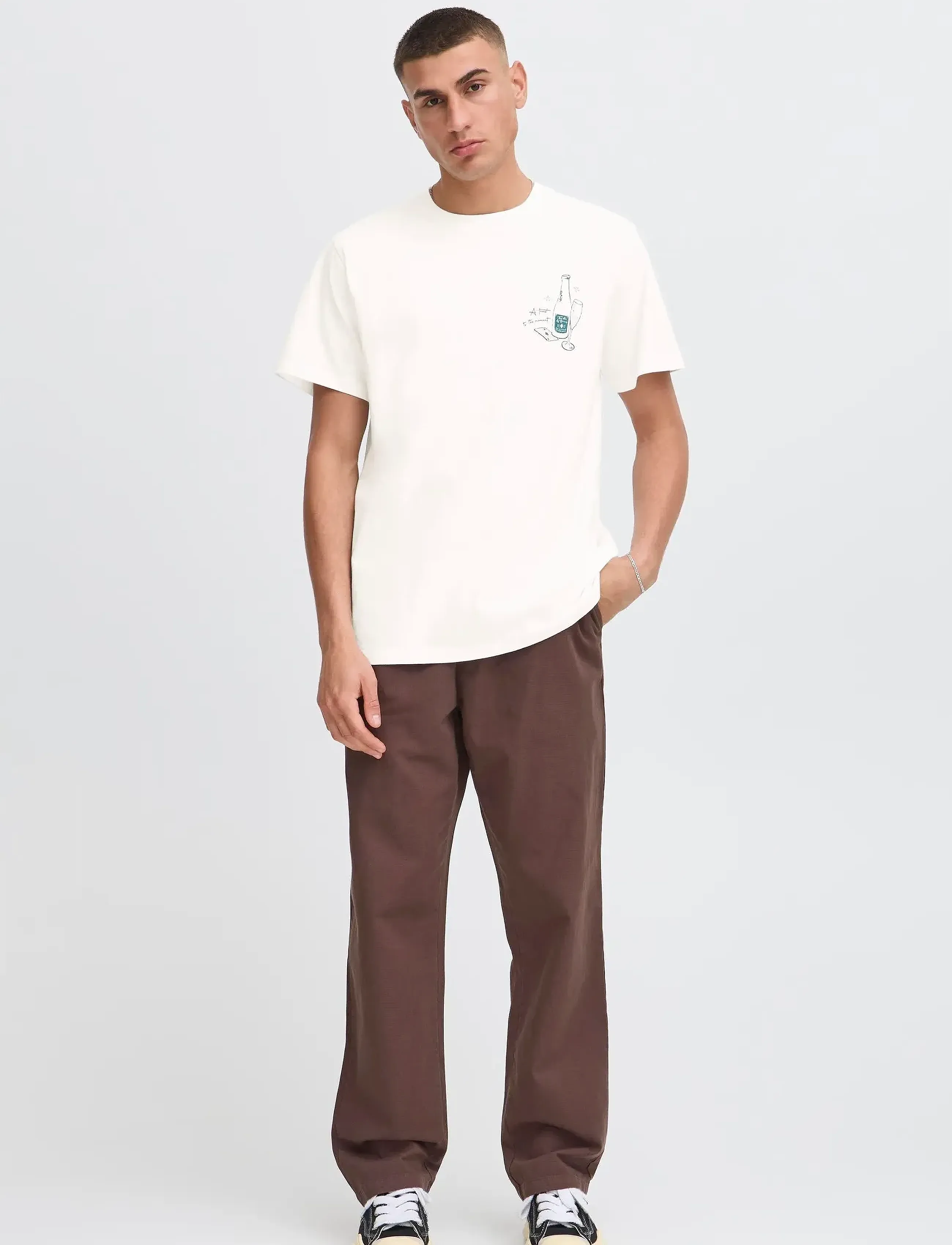 Solid Sdrae, Mænd, Grafisk T-Shirt, Hvid, Str: M