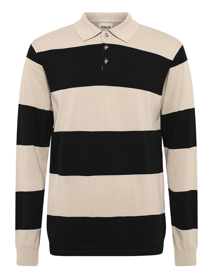 Solid - SDRUE POLO - long-sleeved knitted polos - true black - 0