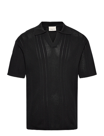 Solid SDTREFOR - Poloskjorter i strik med korte ærmer - TRUE BLACK / black