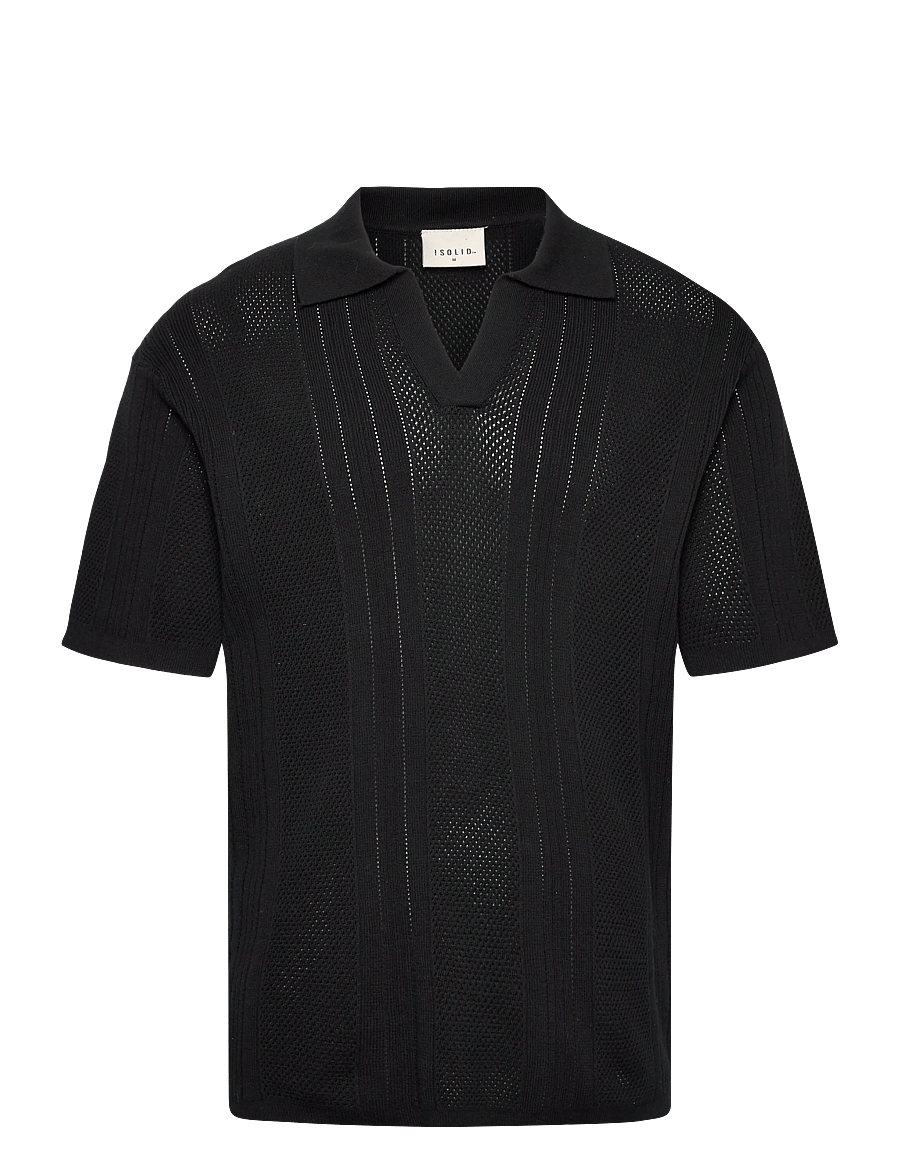 Solid - SDTREFOR - strikkede poloer - true black - 1