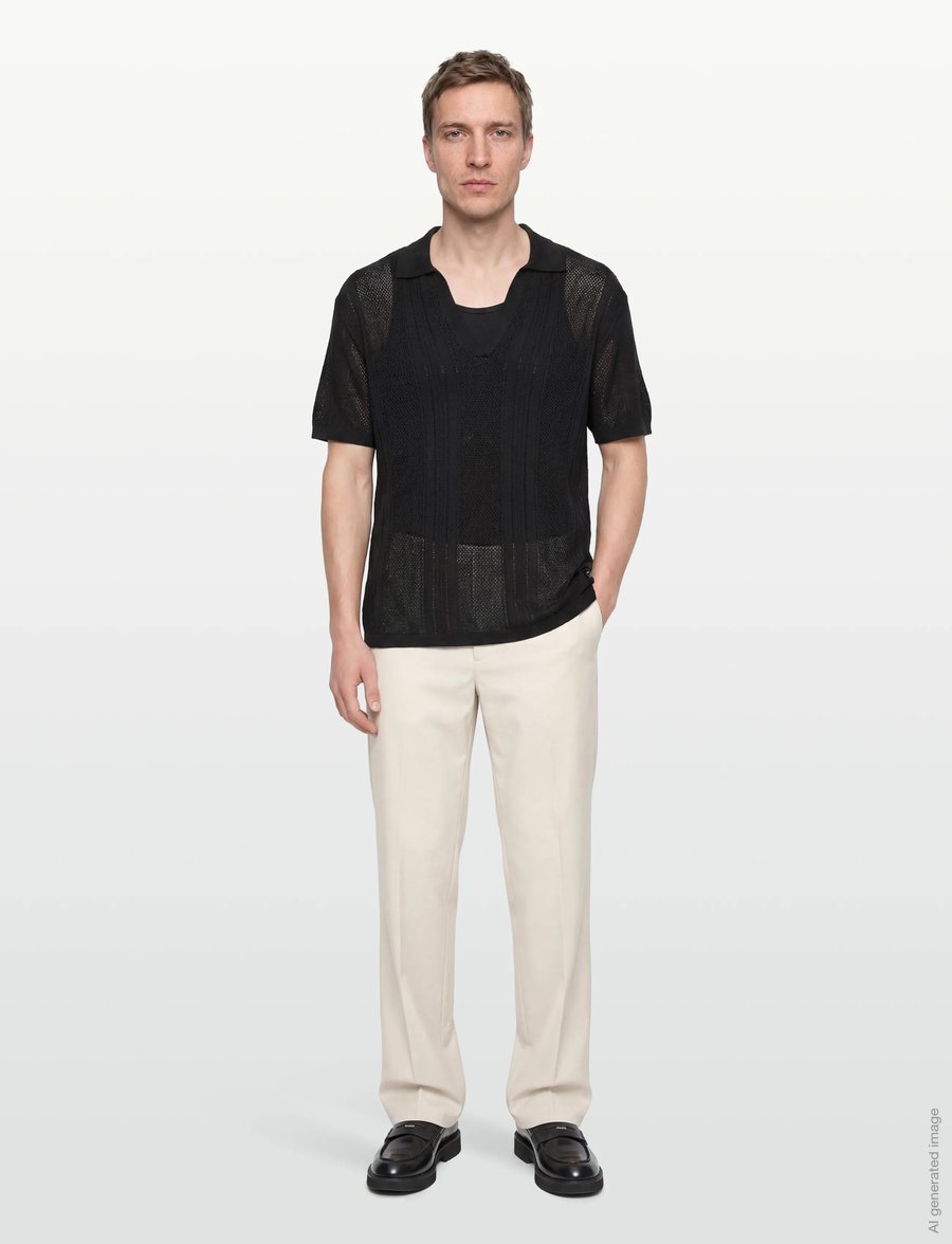 Solid - SDTREFOR - strikkede poloer - true black - 0
