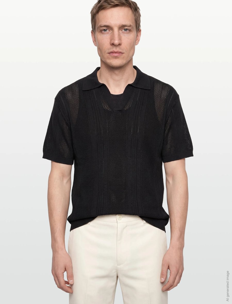 Solid - SDTREFOR - strikkede poloer - true black - 3