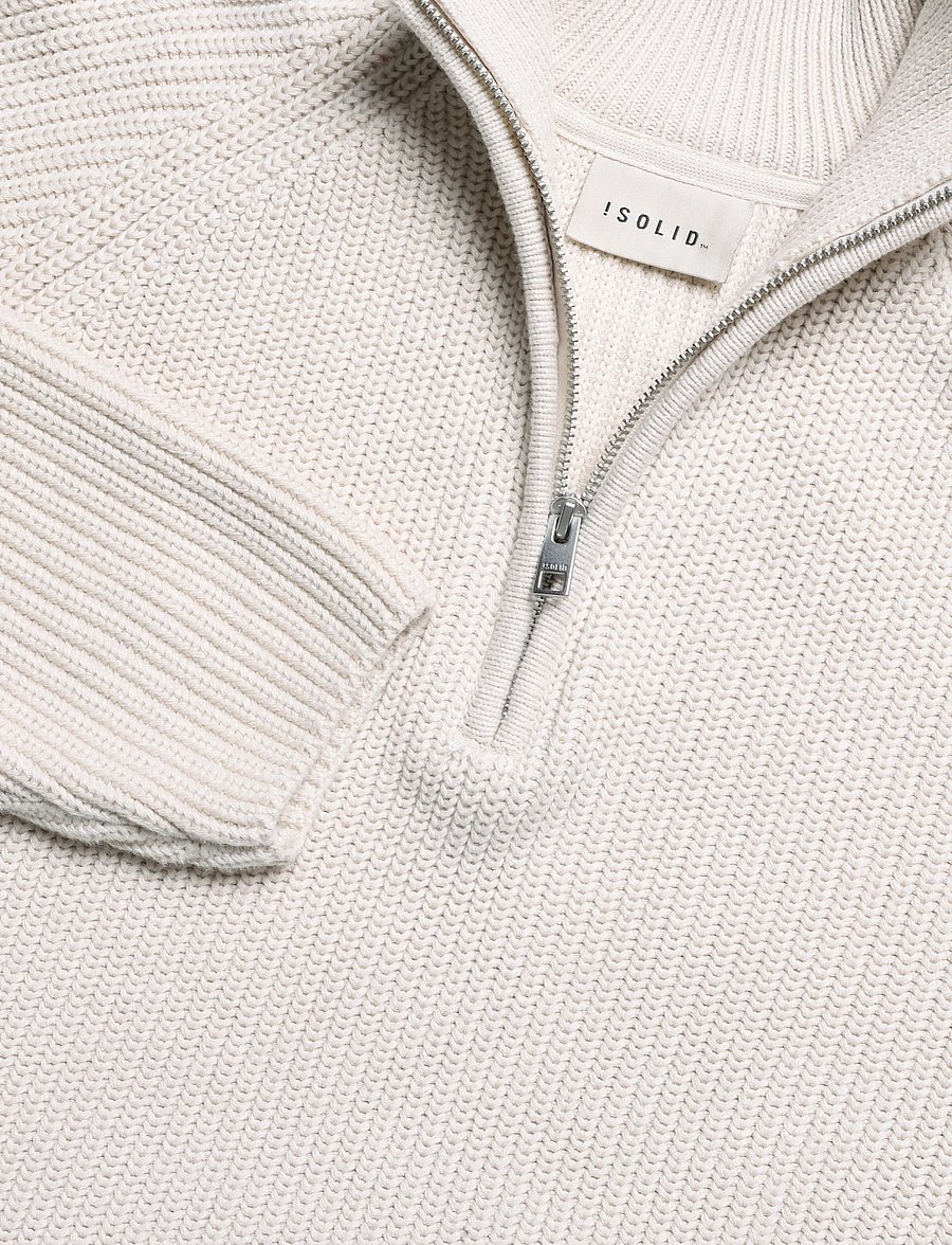 Solid - SDWILLIS HI NECK - pullover mit halbem reißverschluss - oatmeal - 2