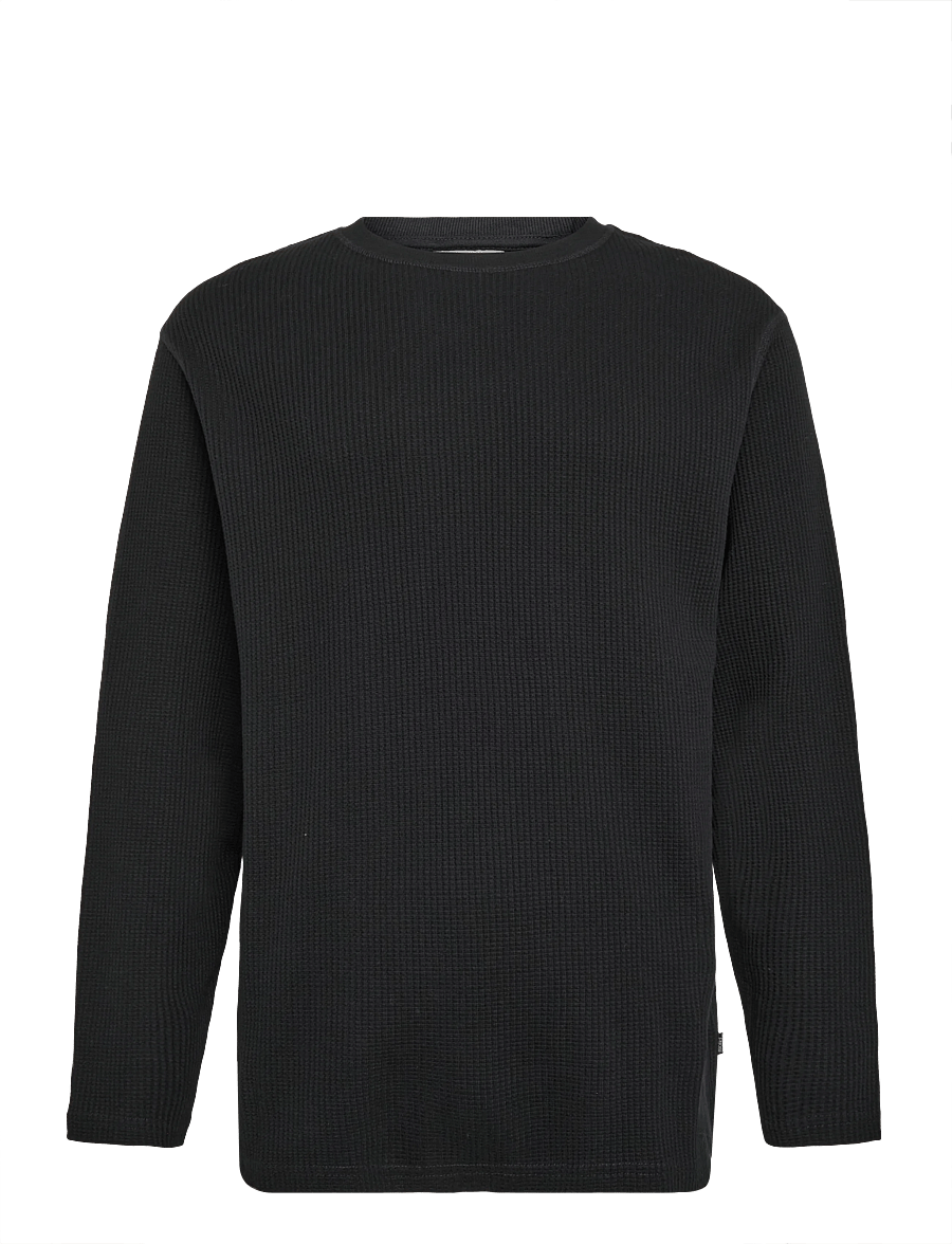 Solid - SDDANTON WAFFLE LS - langærmede t-shirts - true black - 0