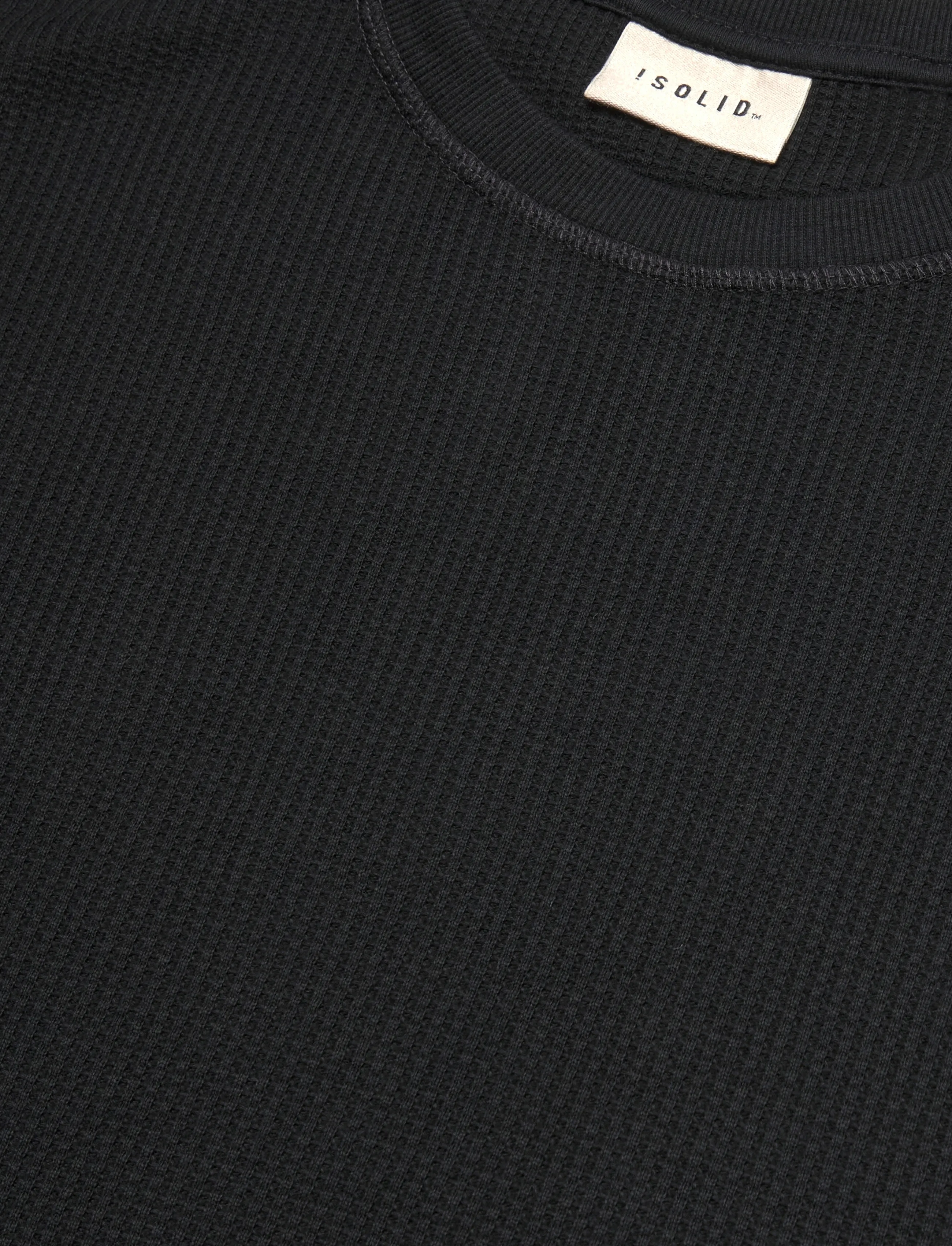 Solid - SDDANTON WAFFLE LS - langærmede t-shirts - true black - 2