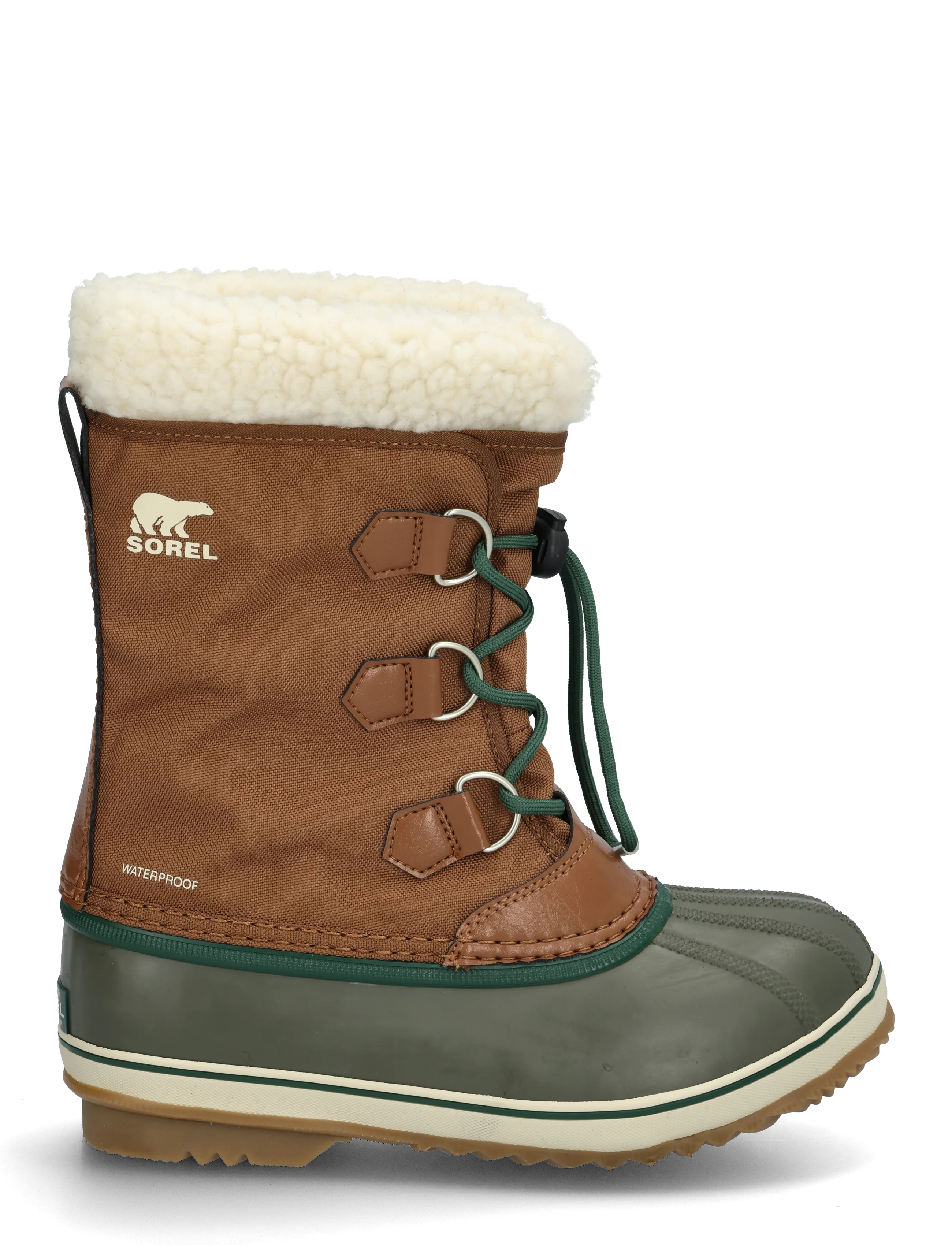 Sorel - BIG KIDS YOOT PAC NYLON WP - matka- ja kõndimisjalatsid - velvet tan, stone green - 2
