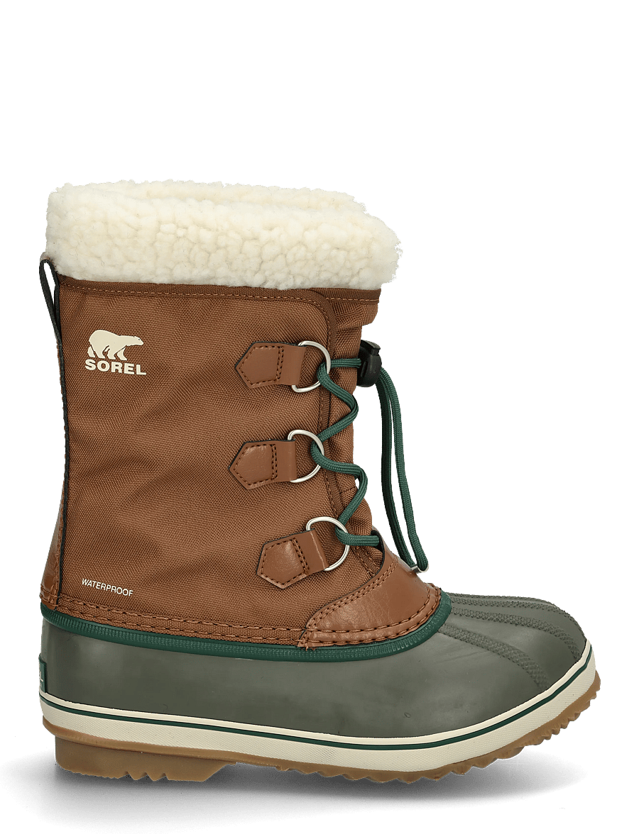 Sorel - BIG KIDS YOOT PAC NYLON WP - matka- ja kõndimisjalatsid - velvet tan, stone green - 2