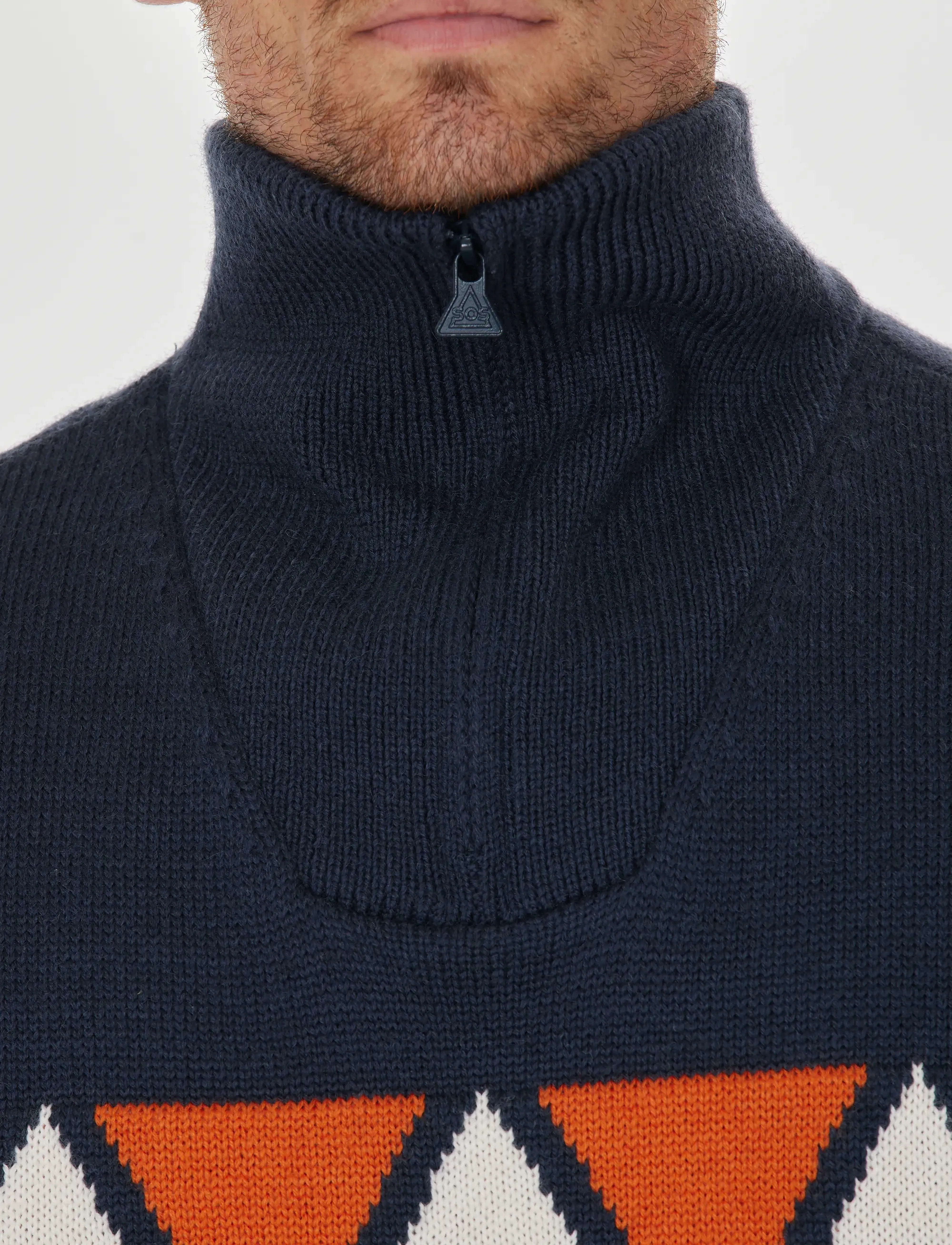 SOS Aboda Windstopper Uni Knit, Mænd, Halv Lynlås Striktrøje, Navy, Str: L