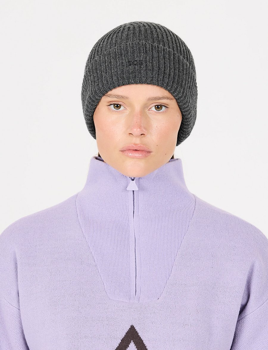 SOS - Girdwood wool beanie - huer - dark grey melange - 0