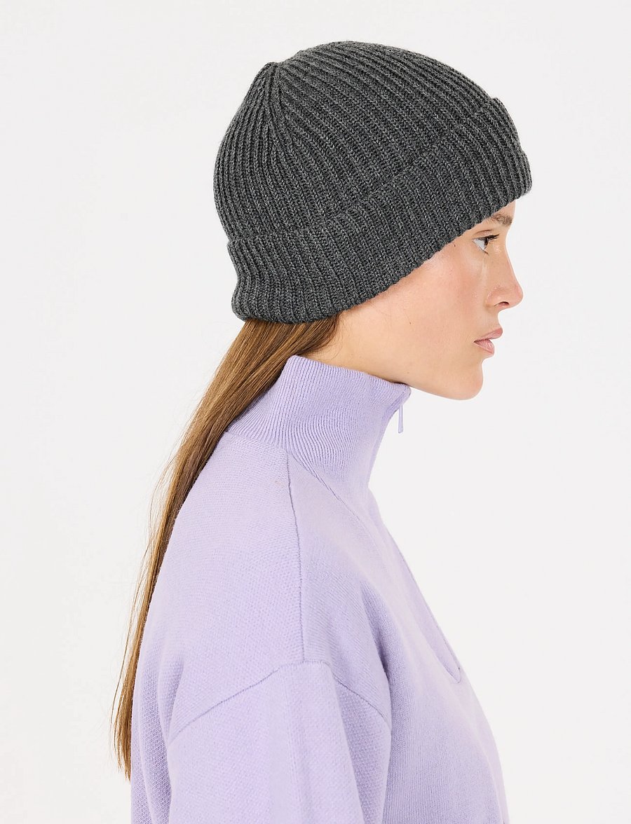 SOS - Girdwood wool beanie - huer - dark grey melange - 3