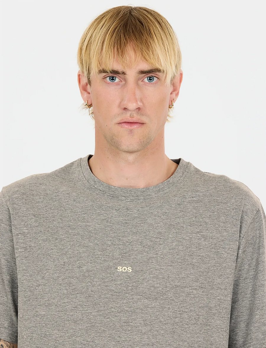 SOS - Sera M SS T-Shirt - alussärgid ja t-särgid - mid grey melange - 0