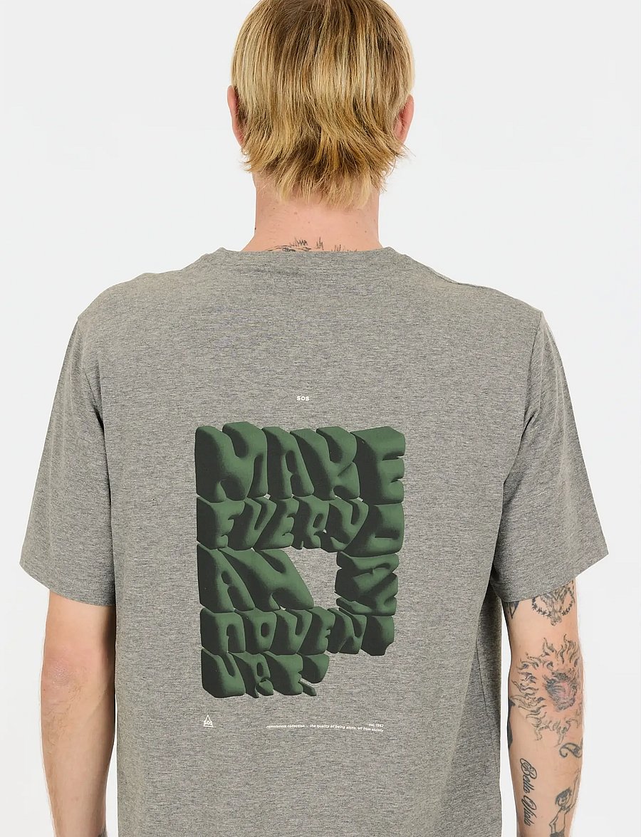 SOS - Sera M SS T-Shirt - alussärgid ja t-särgid - mid grey melange - 4