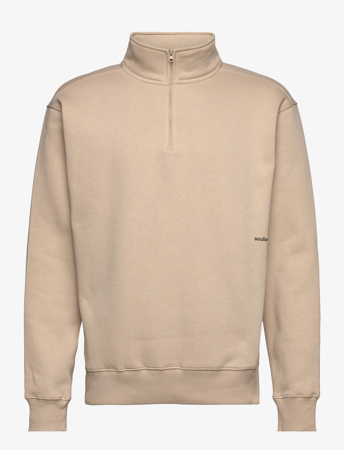 Soulland - Ken Half Zip Sweatshirt - hoodies - beige - 0