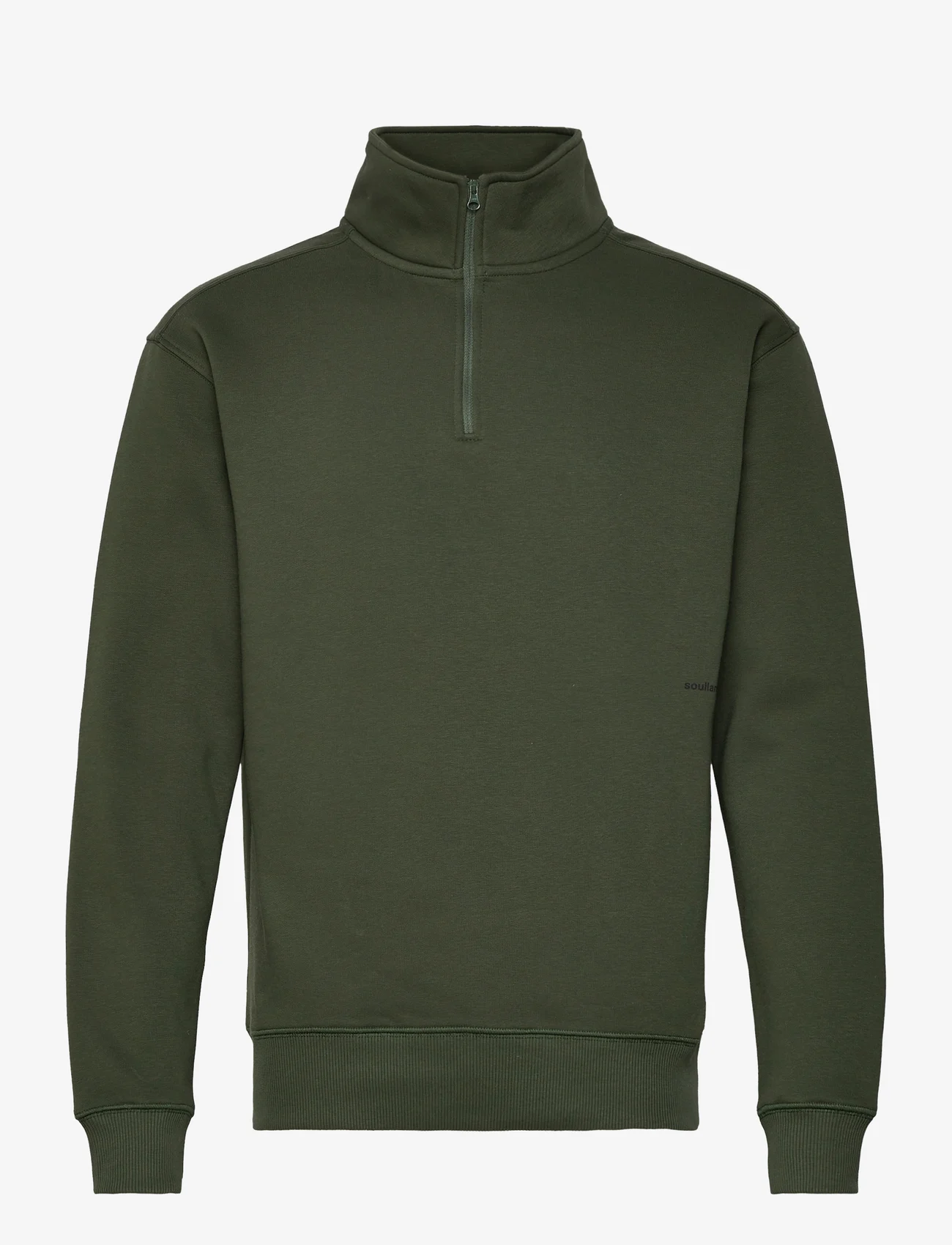 Soulland - Ken Half Zip Sweatshirt - medvilniniai megztiniai - green - 0