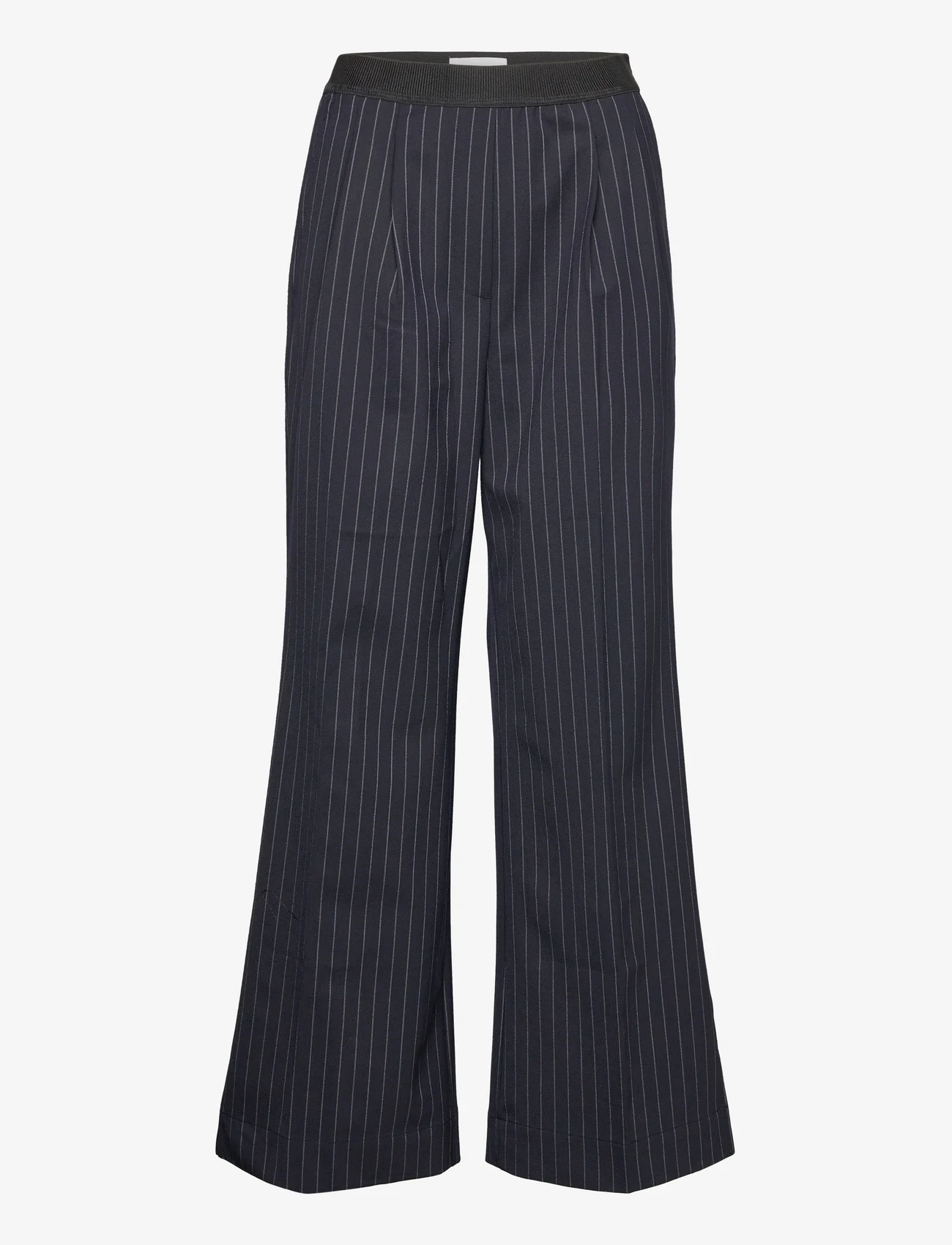 Soulland - Demi pants - leveälahkeiset housut - navy pinstripes - 0