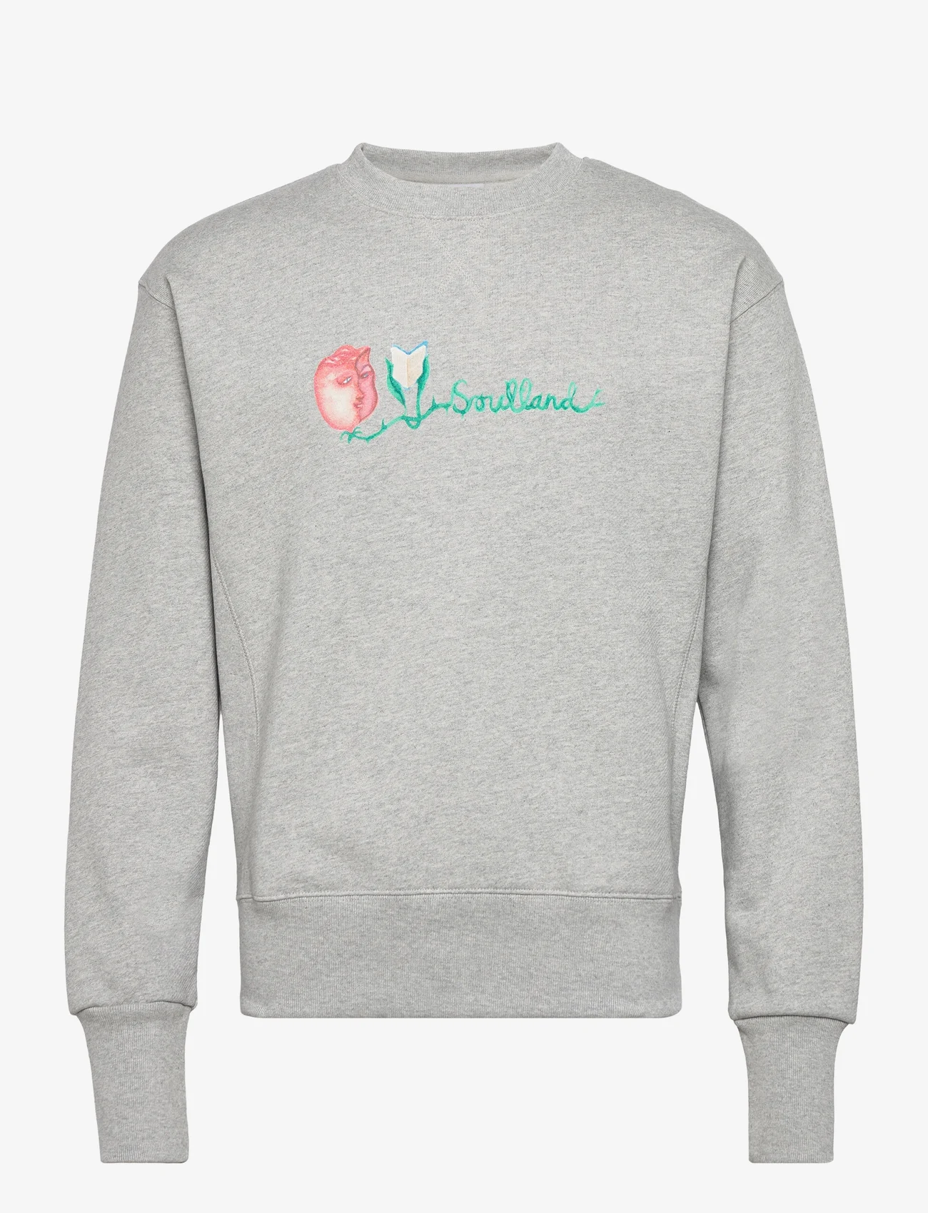 Soulland - Flower Logo sweatshirt - kapuzenpullover - grey melange - 0